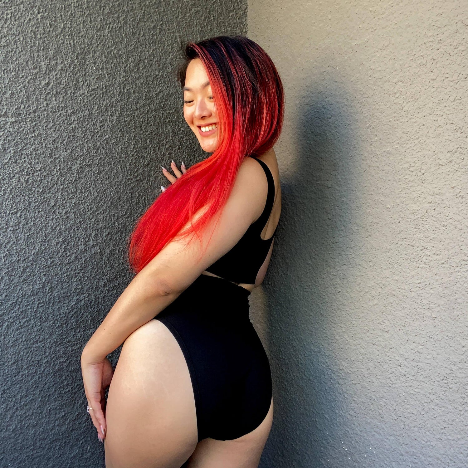 Knickers med superhøje ben i økologisk bomuld - Sort