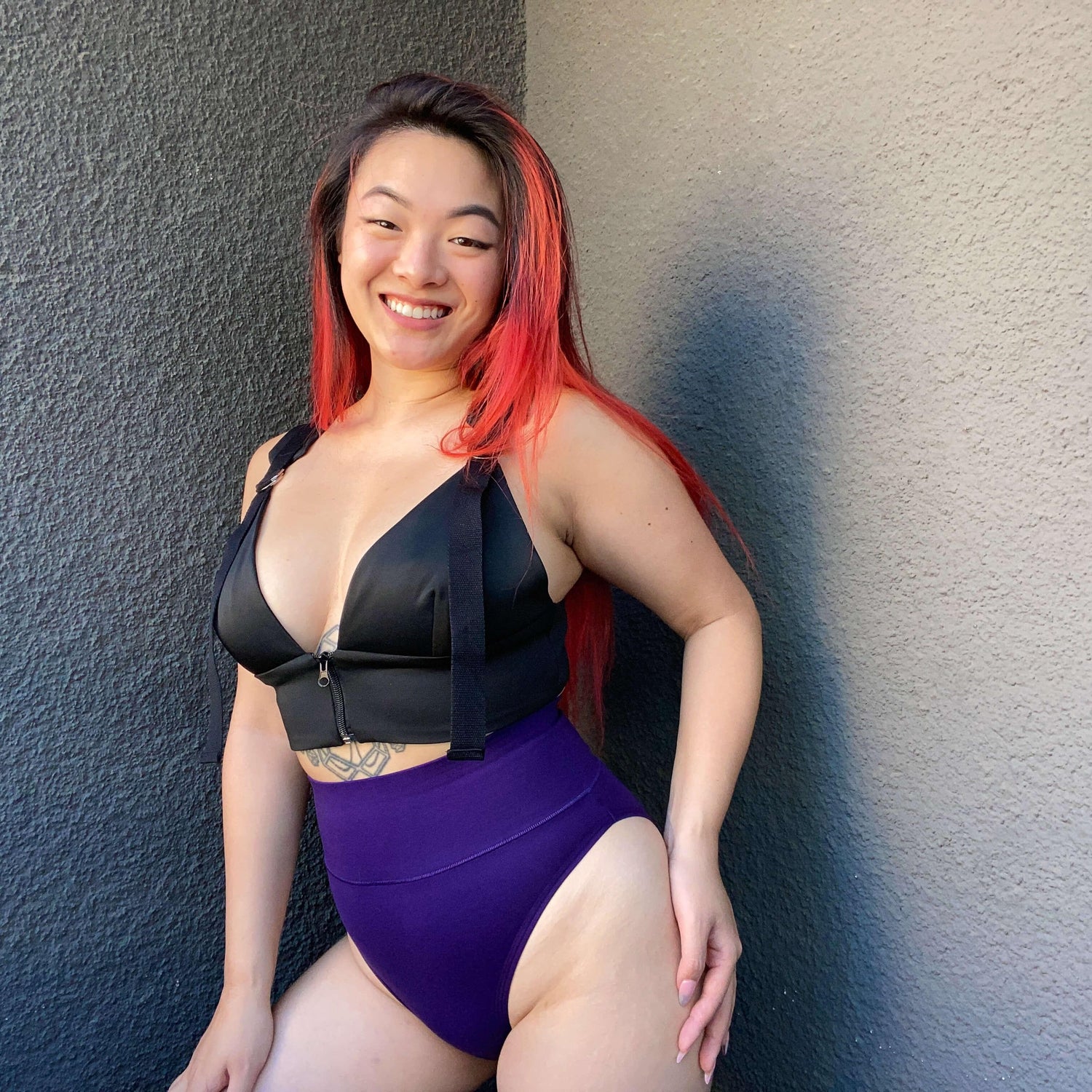 Superhøje knickers i økologisk bomuld - Suffragette Purple