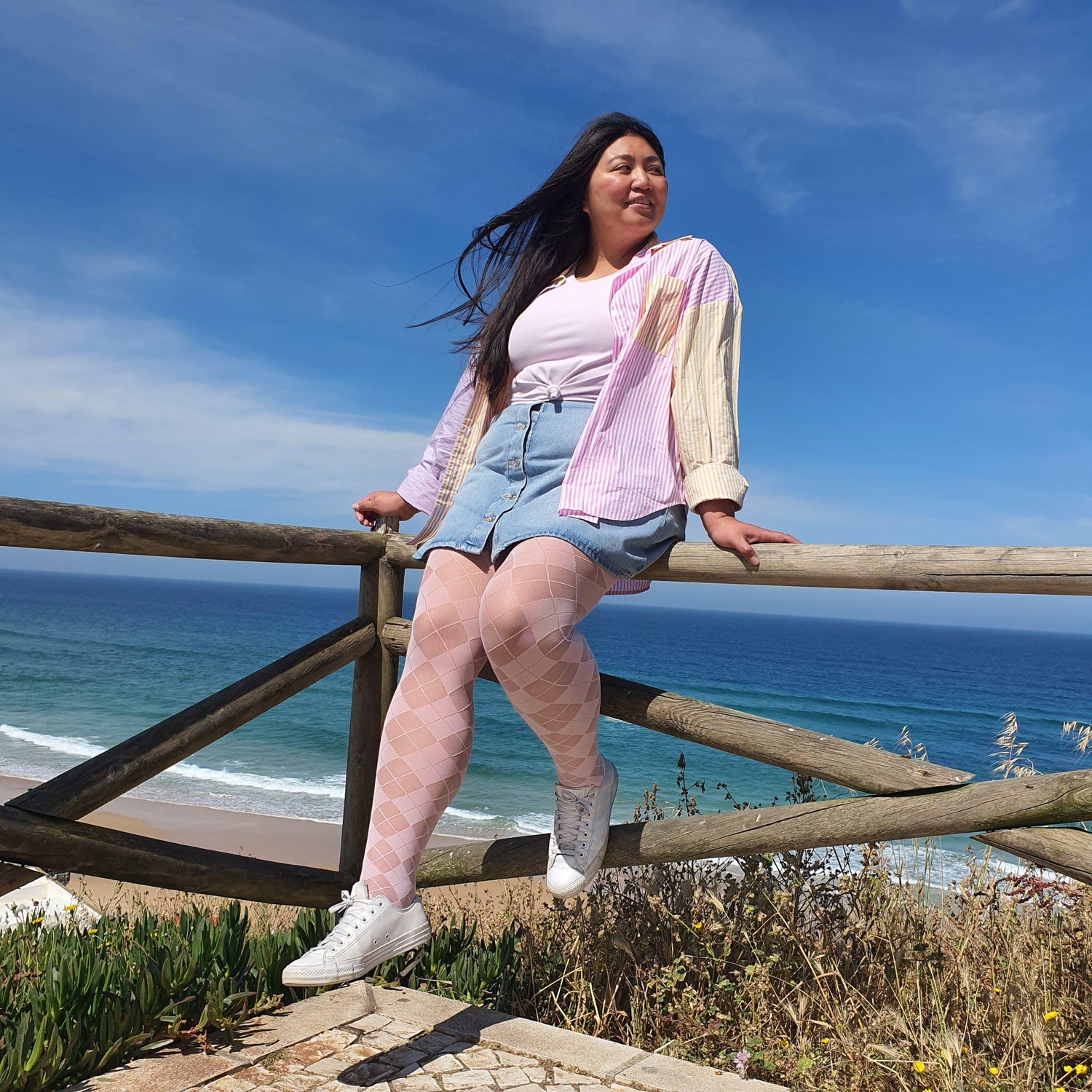 Strømpebukser - 40 denier diamanter - Pétale De Rose