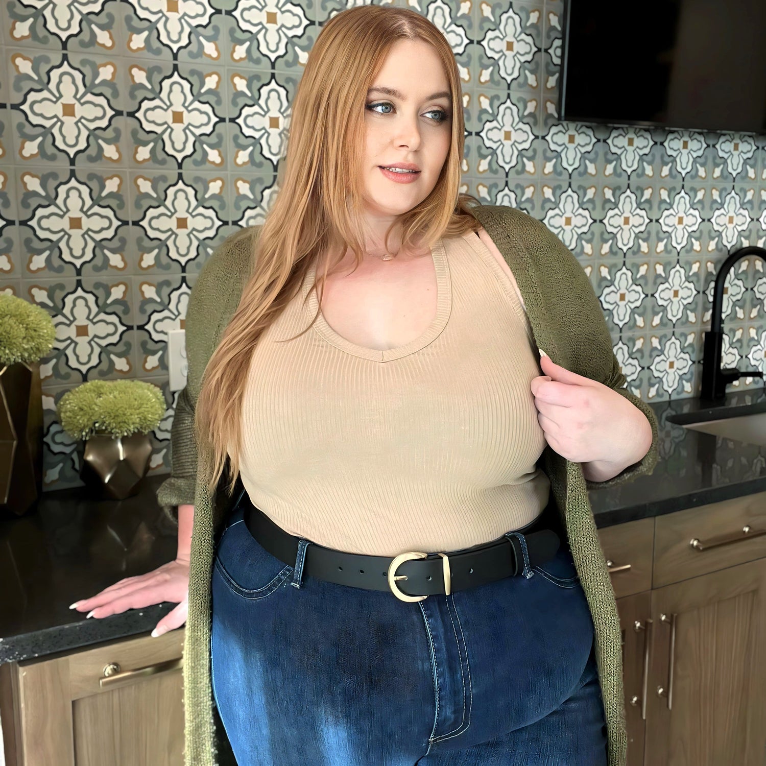 Cinturón de cuero vegano - Oro