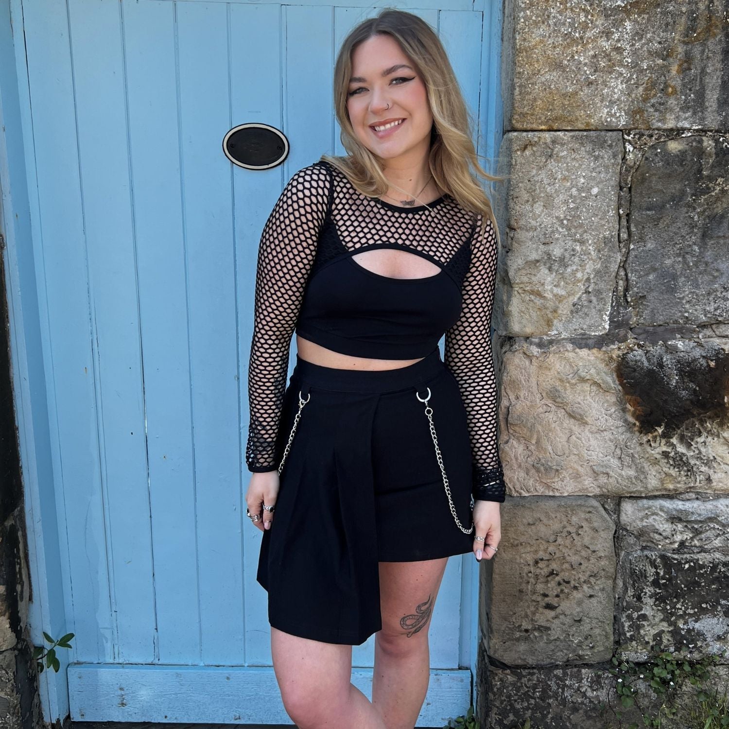 Top de rejilla - Alanis - Negro