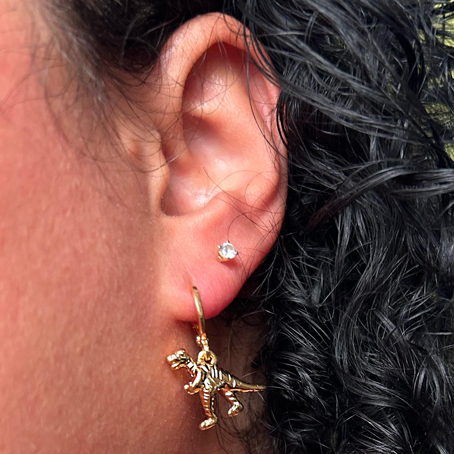 Pendientes de aro Dinosaurio - Oro