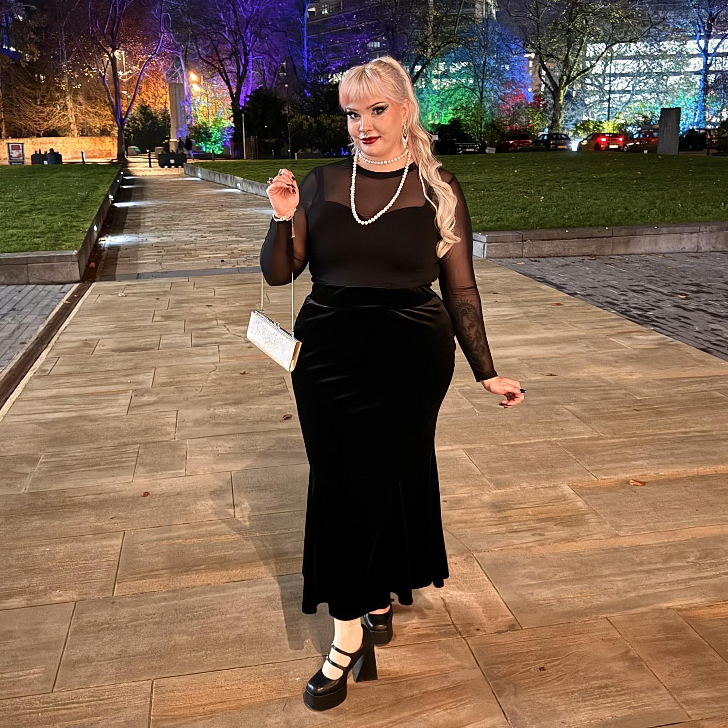 Falda sirena de terciopelo - Negra