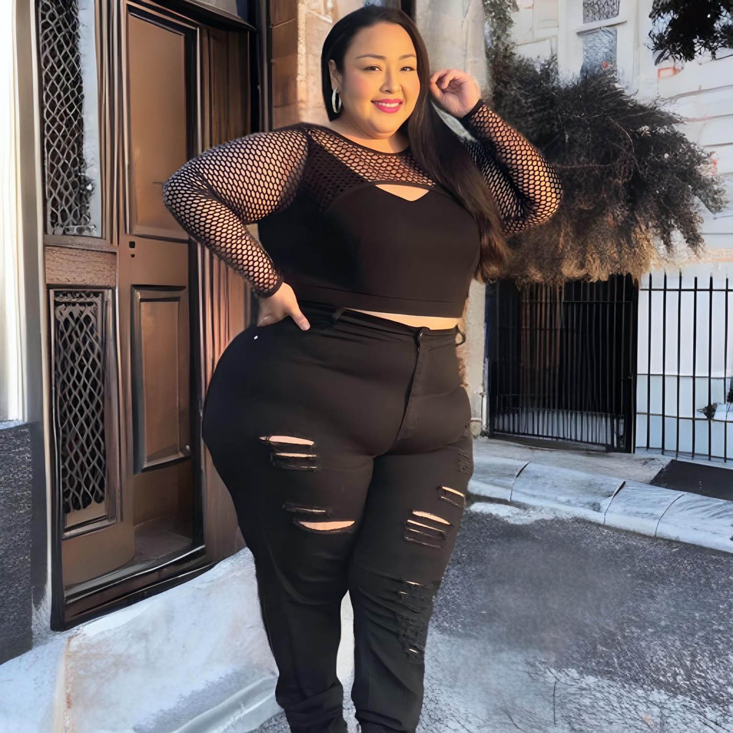 Top de rejilla - Alanis - Negro