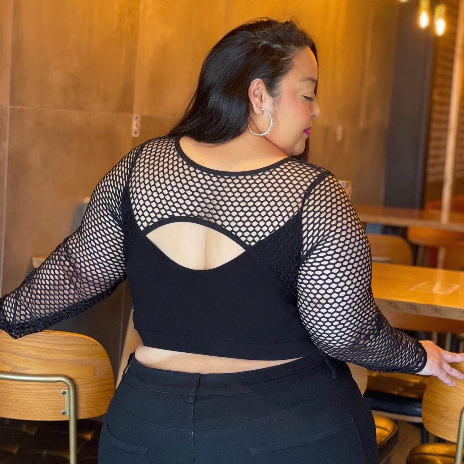 Top de rejilla - Alanis - Negro