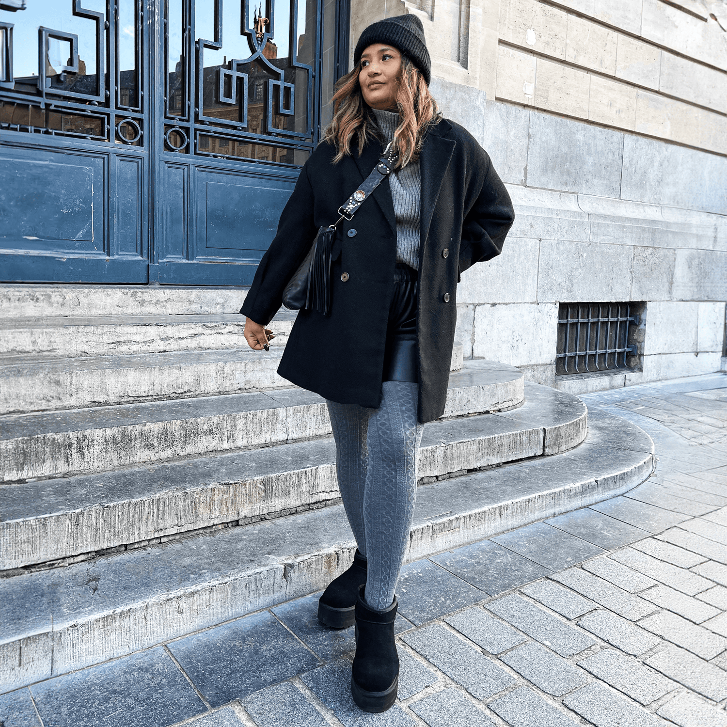 Leotardos de lana Grannies Cable Knit V2 - Pizarra