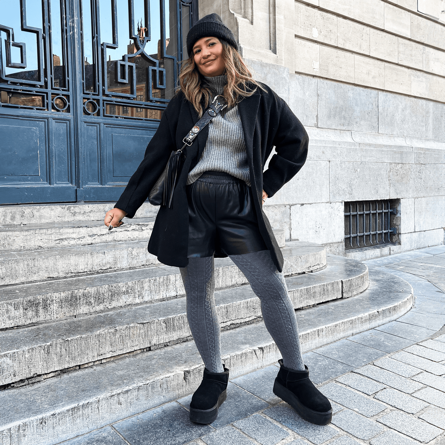 Leotardos de lana Grannies Cable Knit V2 - Pizarra