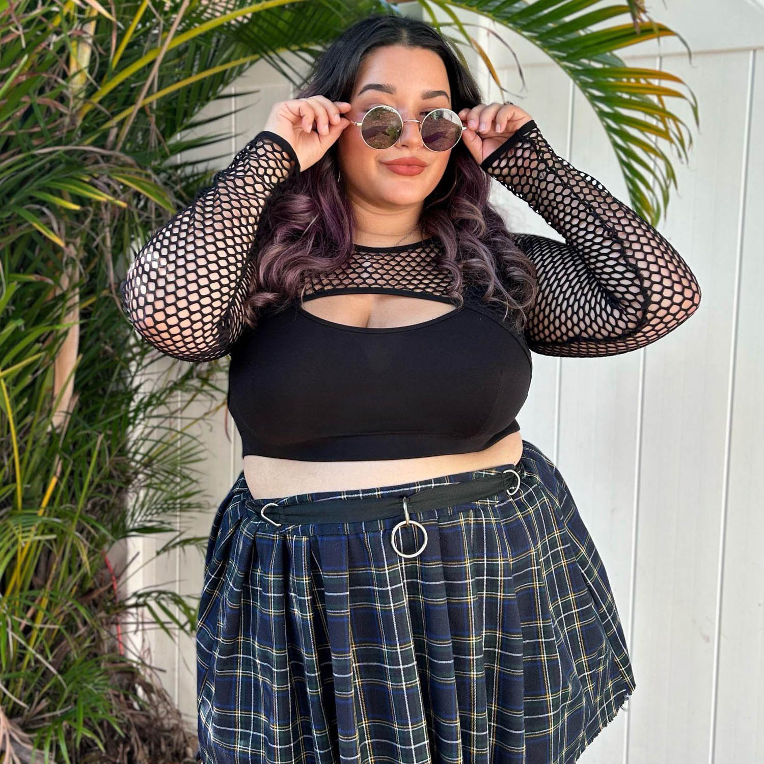 Top de rejilla - Alanis - Negro