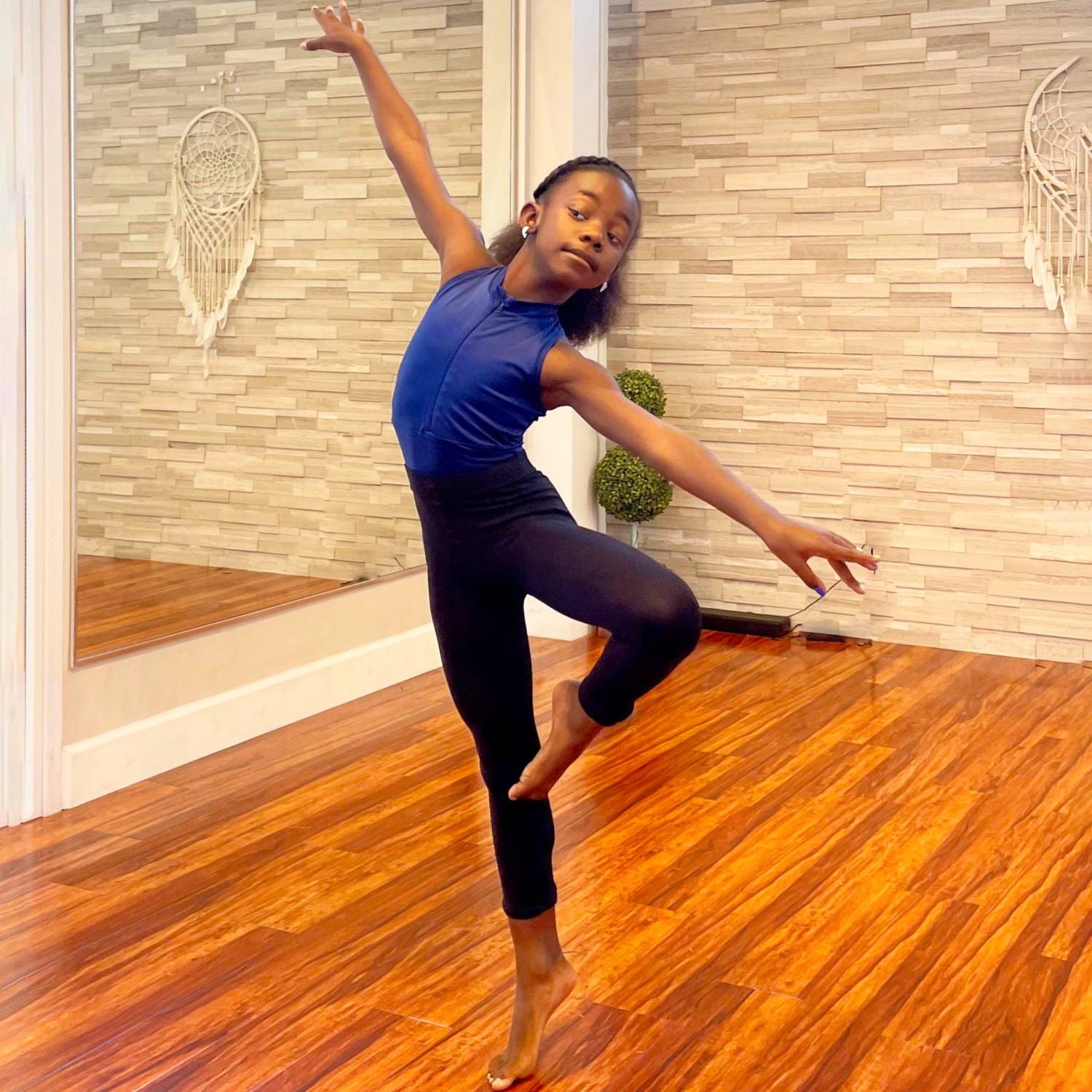 Mallas de danza convertibles para preadolescentes - Negro