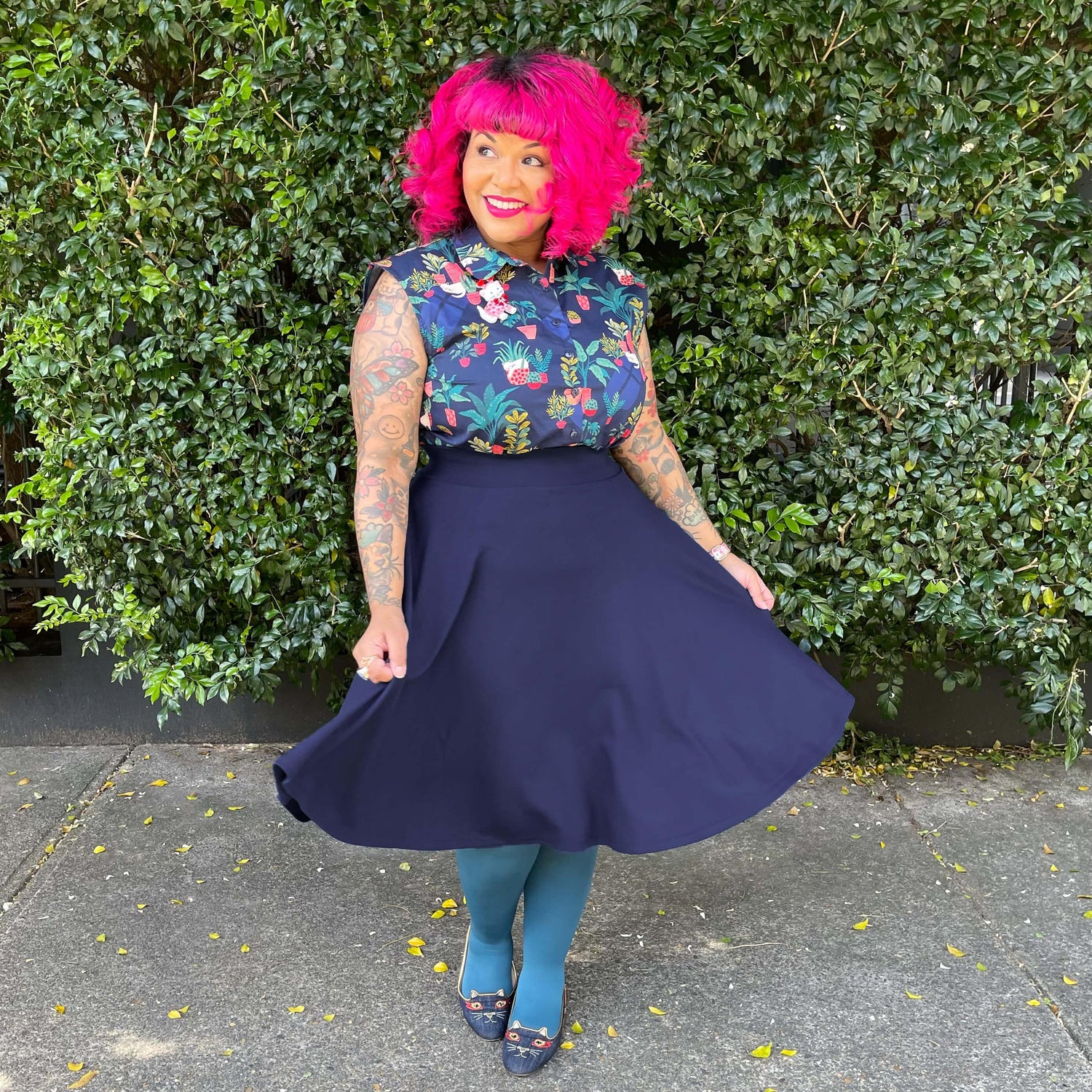 Falda Flare - Azul marino