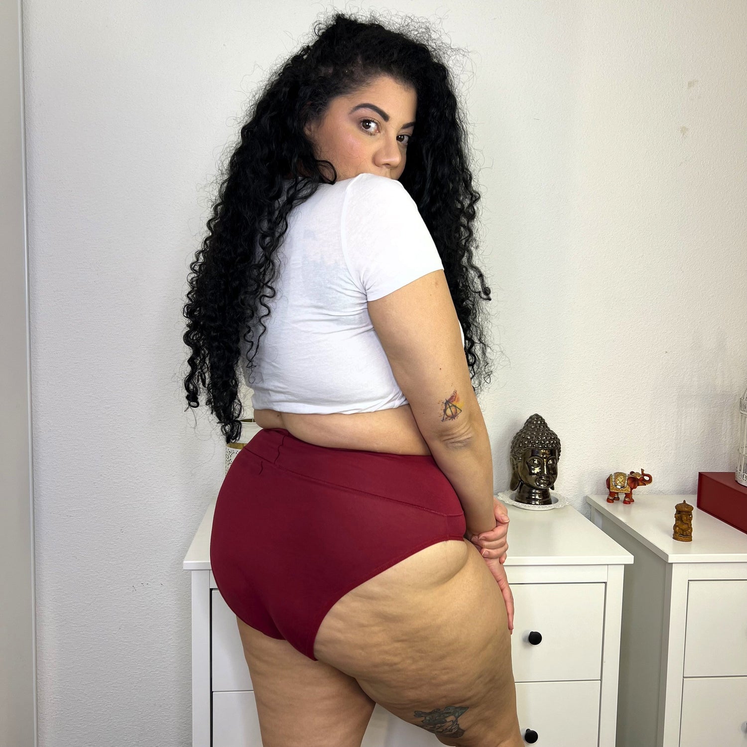 Culotte super haute en coton biologique - Rouge sang