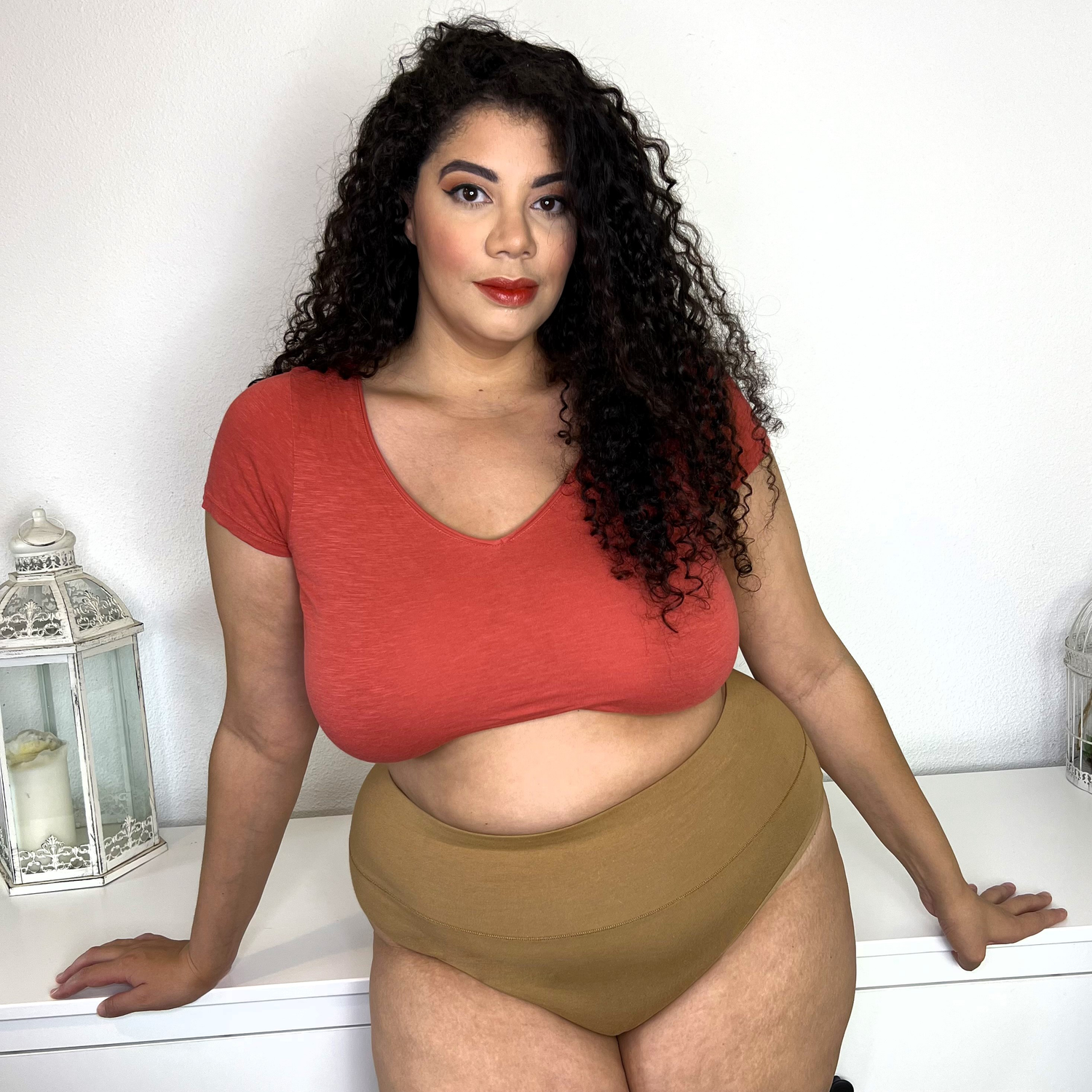 Culotte haute en coton biologique - Caramel