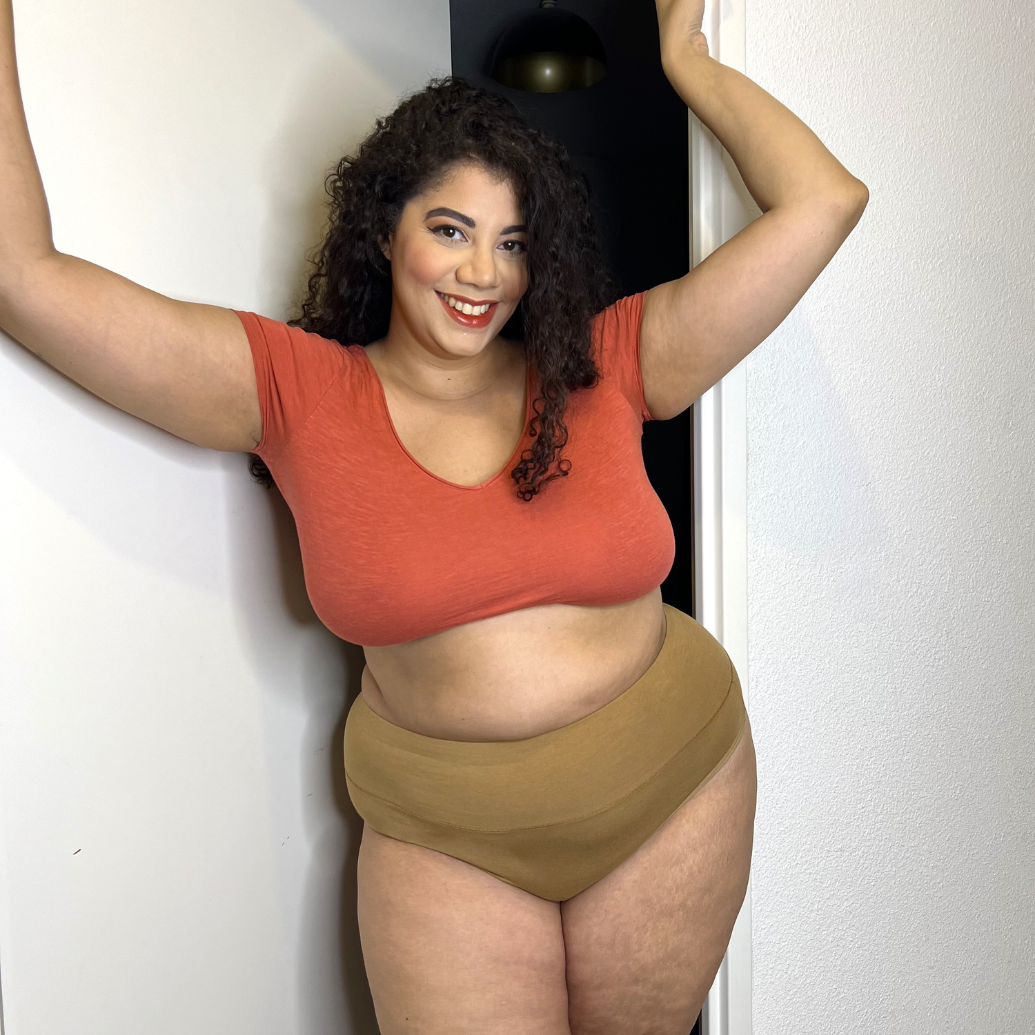 Culotte haute en coton biologique - Caramel