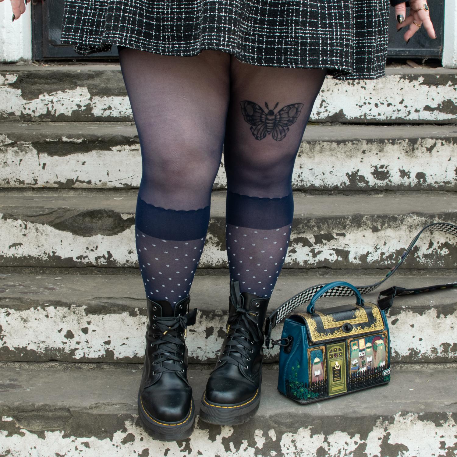 Collants en fausse chaussette Seoul Chic - Marine