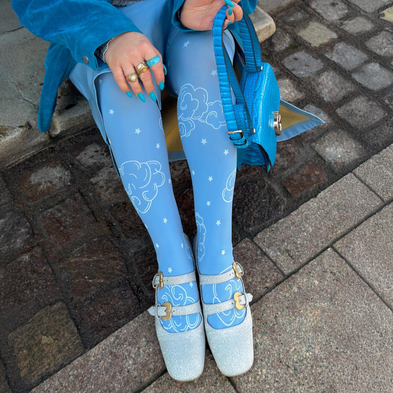 Collants opaques 80 deniers - Nuage gravé sur bois