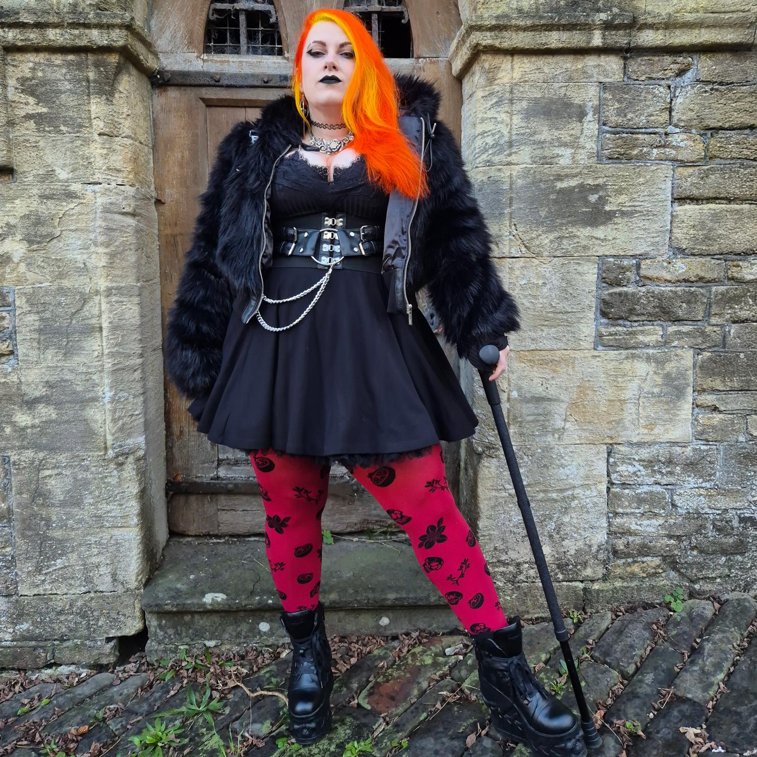 Collant opaque 80 deniers - Danu Skull Flower - Blood Red