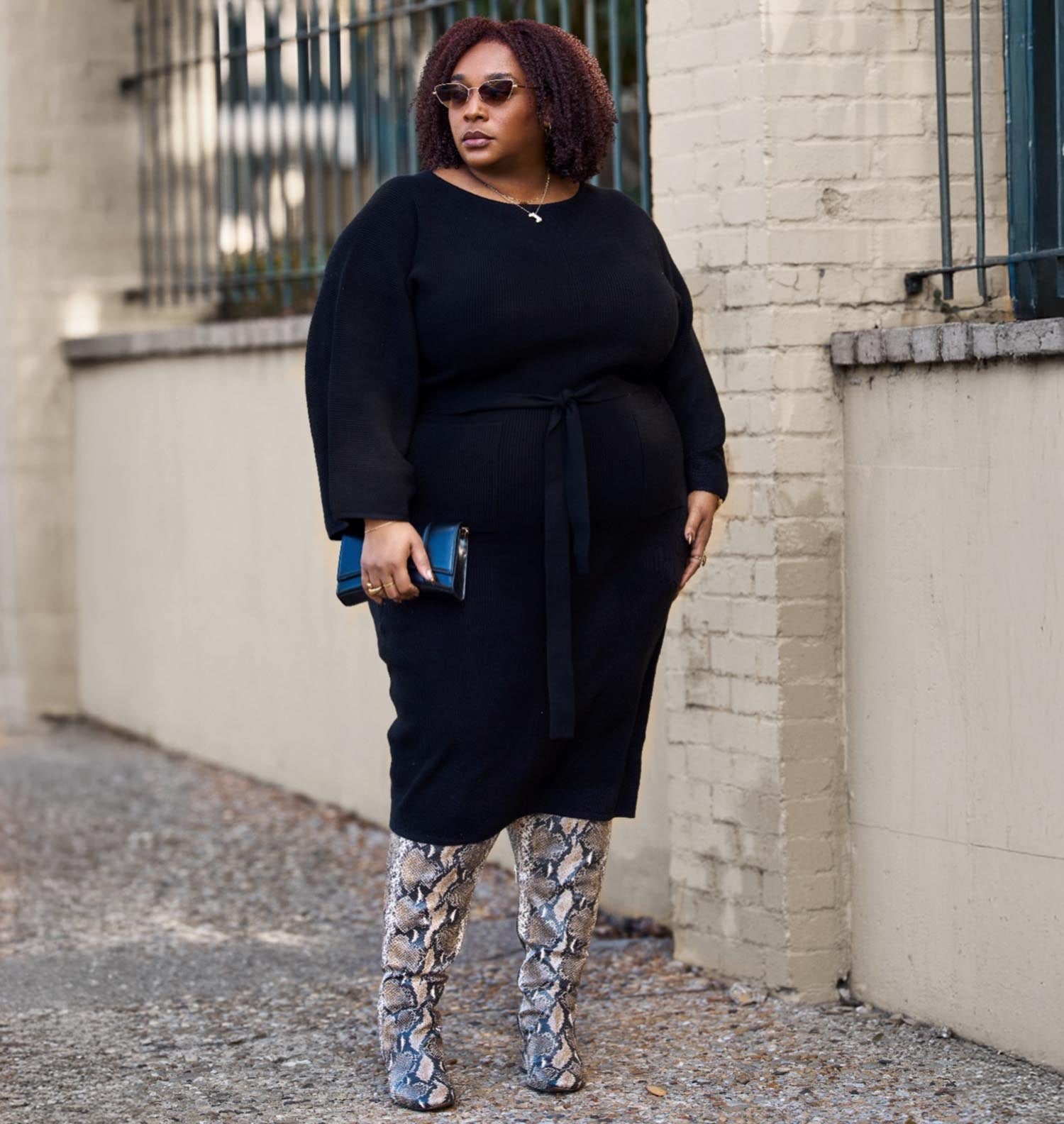 Robe midi en maille Cocoon - Noir