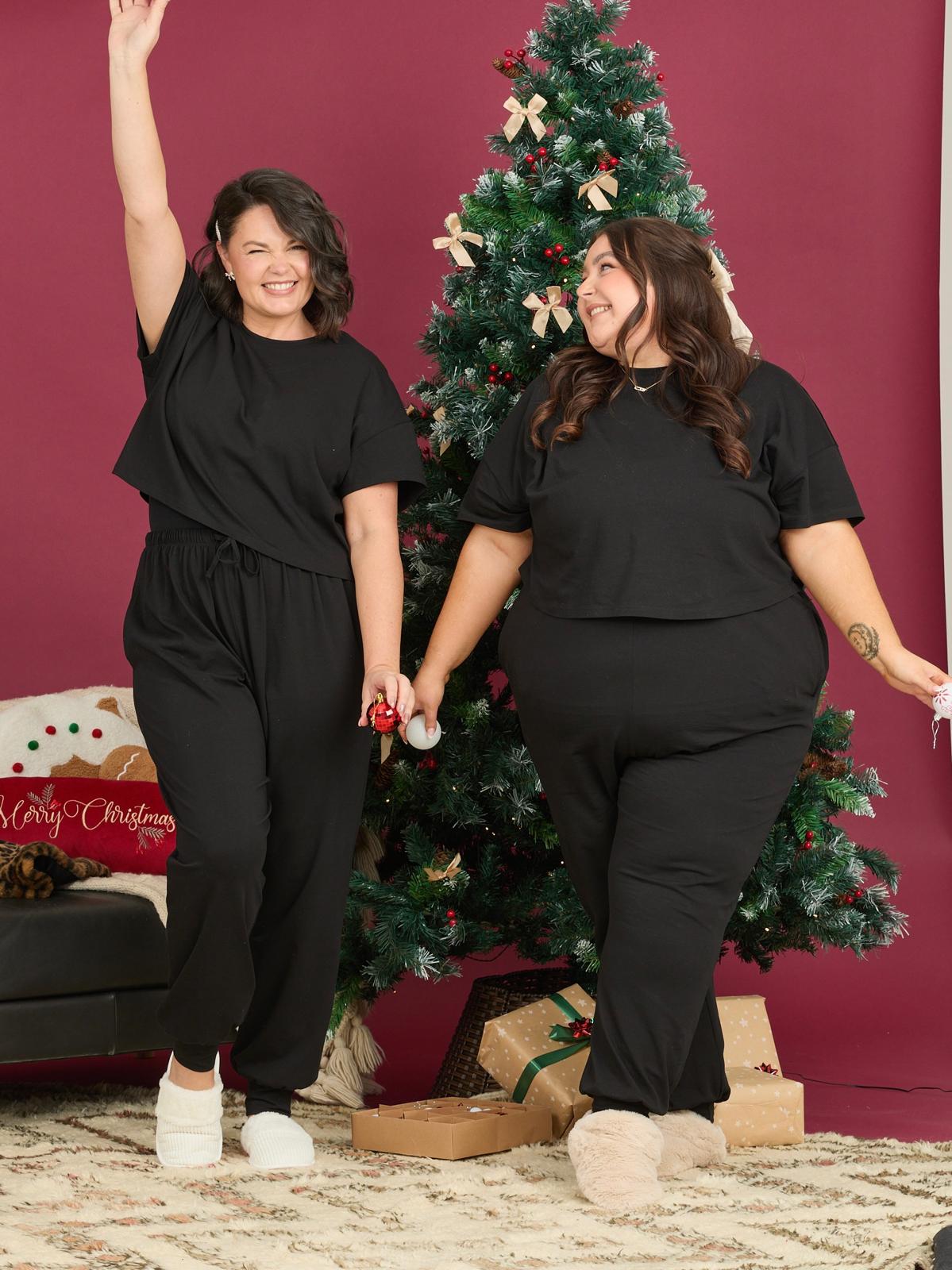 Pyjama en coton biologique - Noir uni