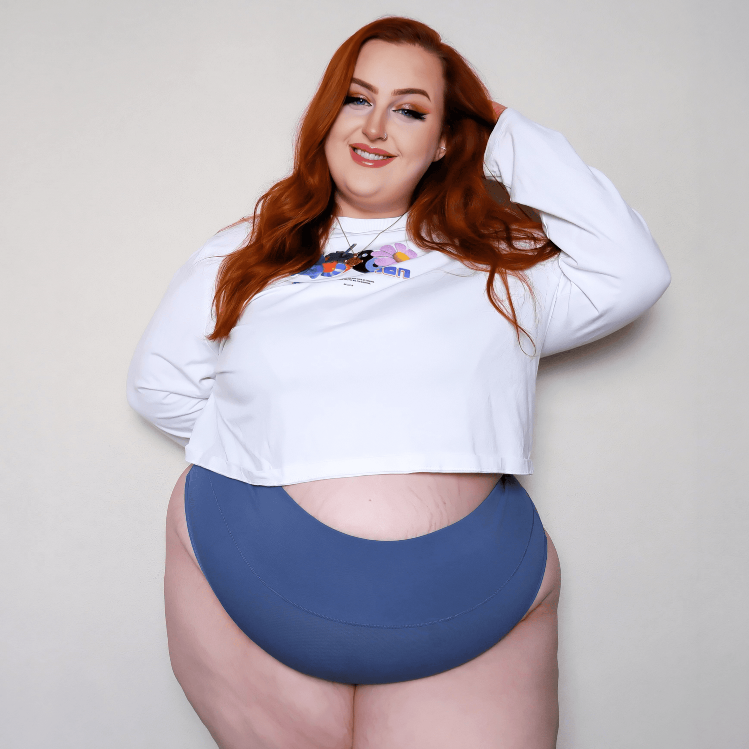 Culotte à jambe haute en coton biologique - Denim