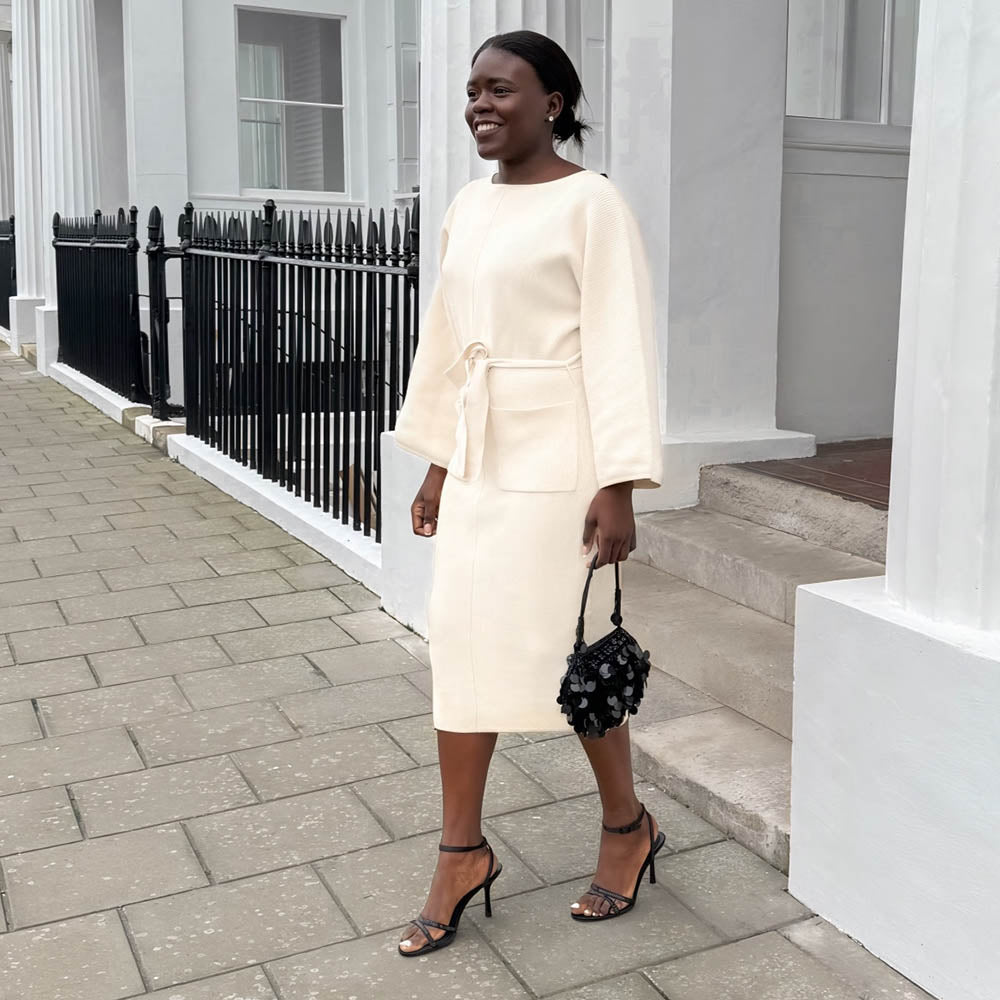 Robe midi en maille Cocoon - Oatmeal