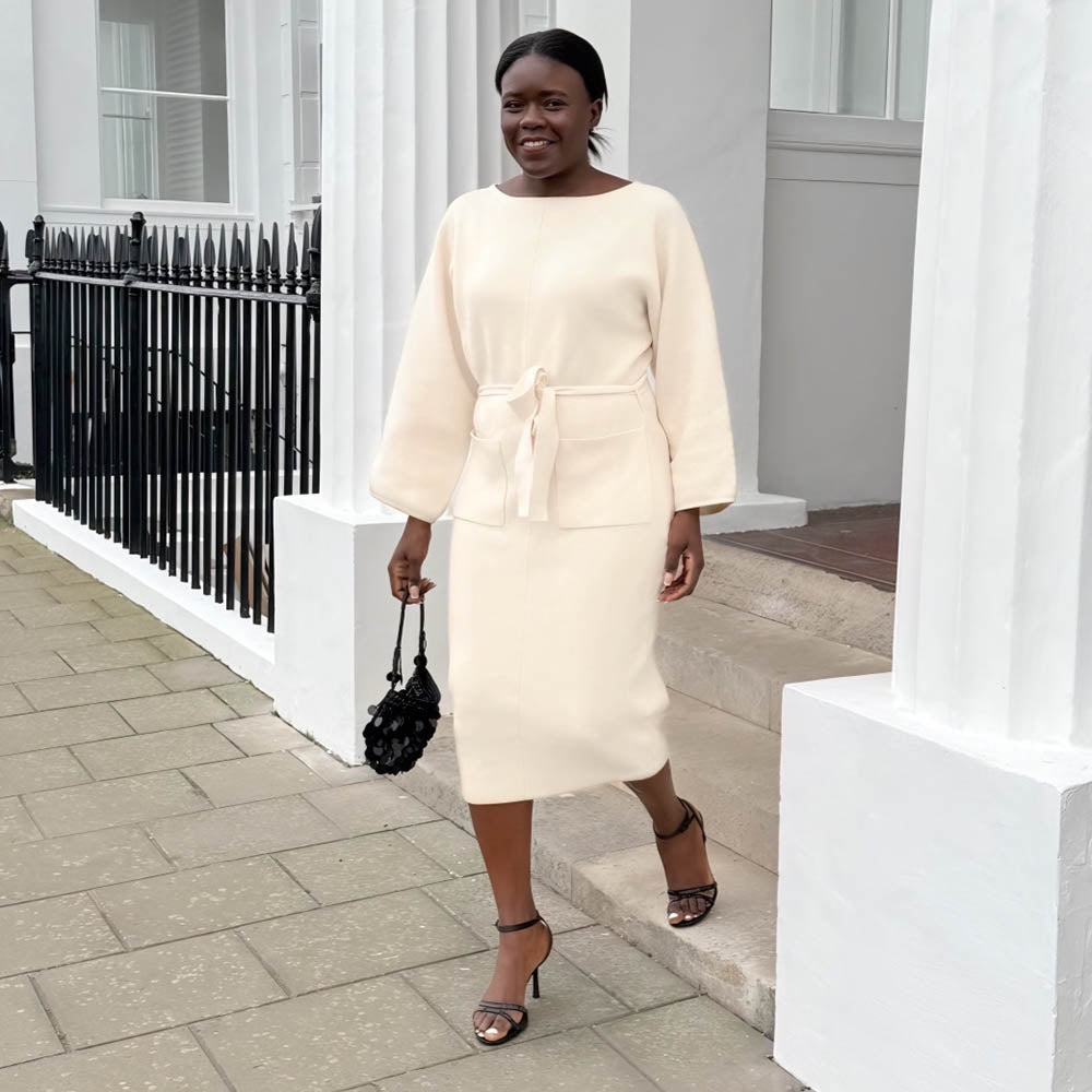 Robe midi en maille Cocoon - Oatmeal