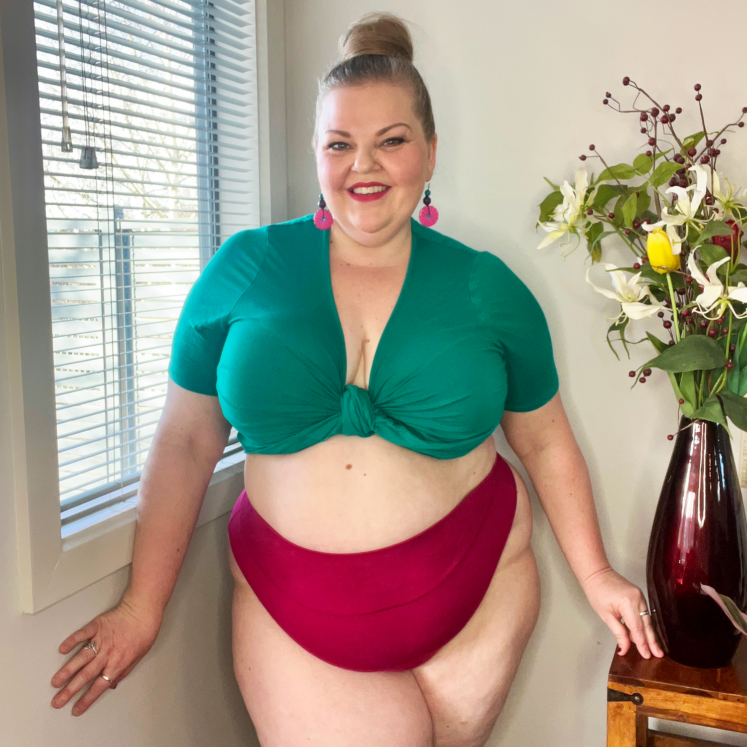 Culotte à jambe haute en coton biologique - Raspberry Pie