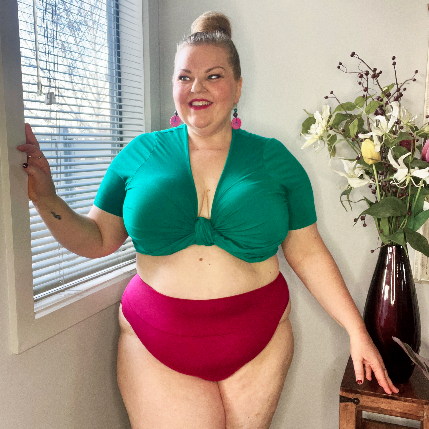 Culotte à jambe haute en coton biologique - Raspberry Pie