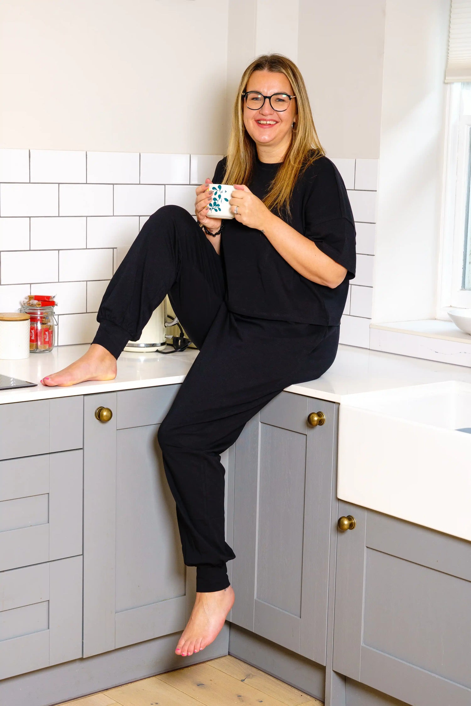 Pyjama en coton biologique - Noir uni