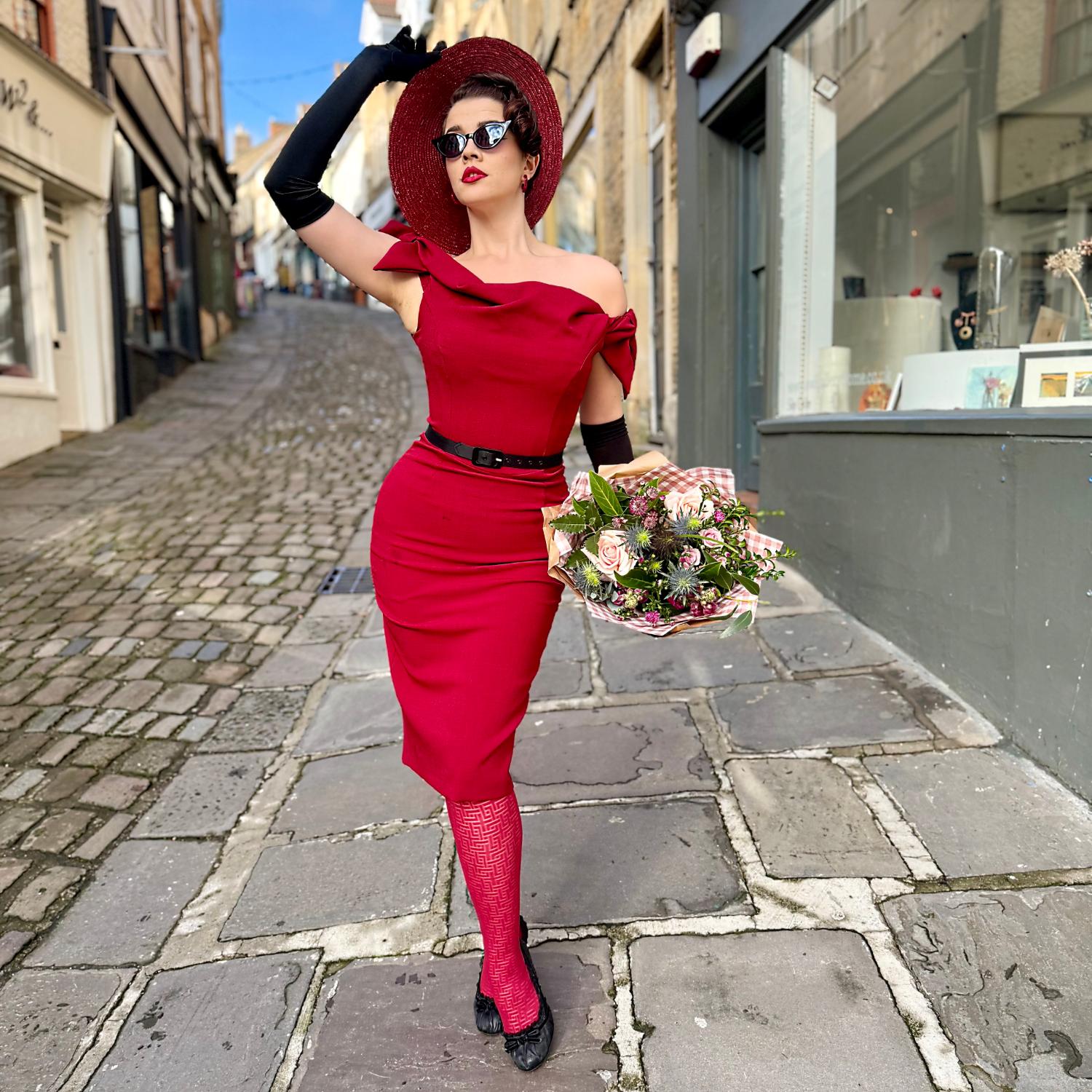 Collants résille - Traditionnels en rouge