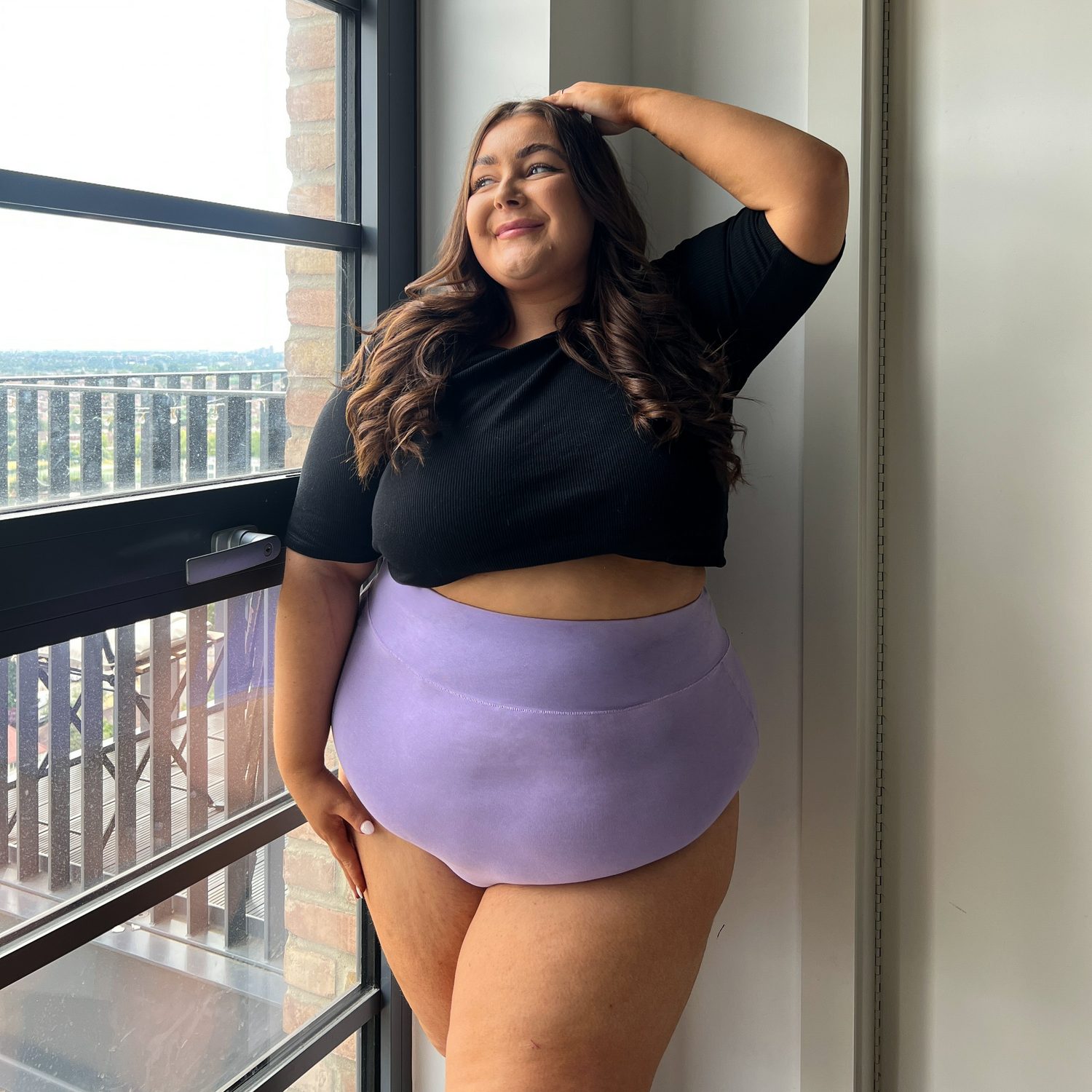 Culotte taille haute en coton biologique - Cassis de Violet