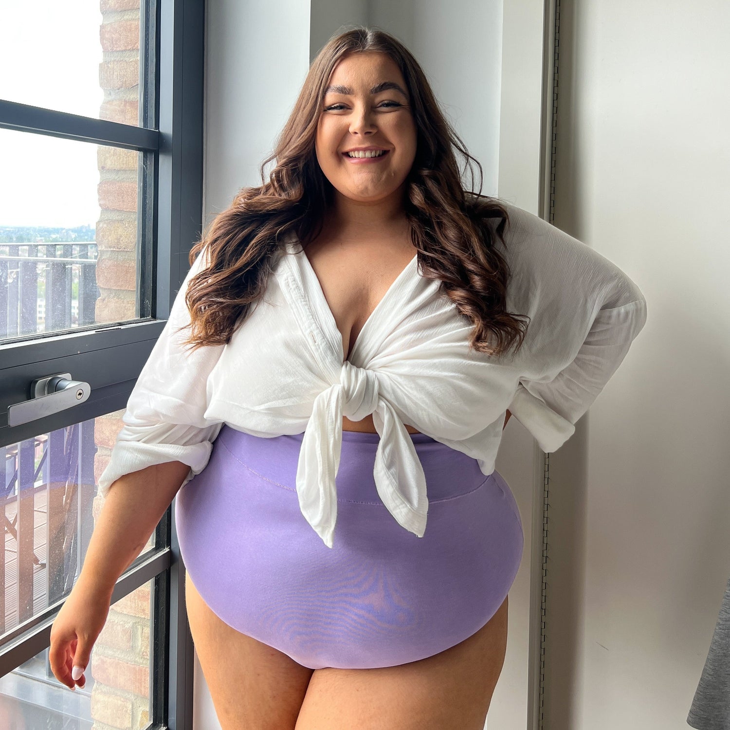 Culotte taille haute en coton biologique - Cassis de Violet