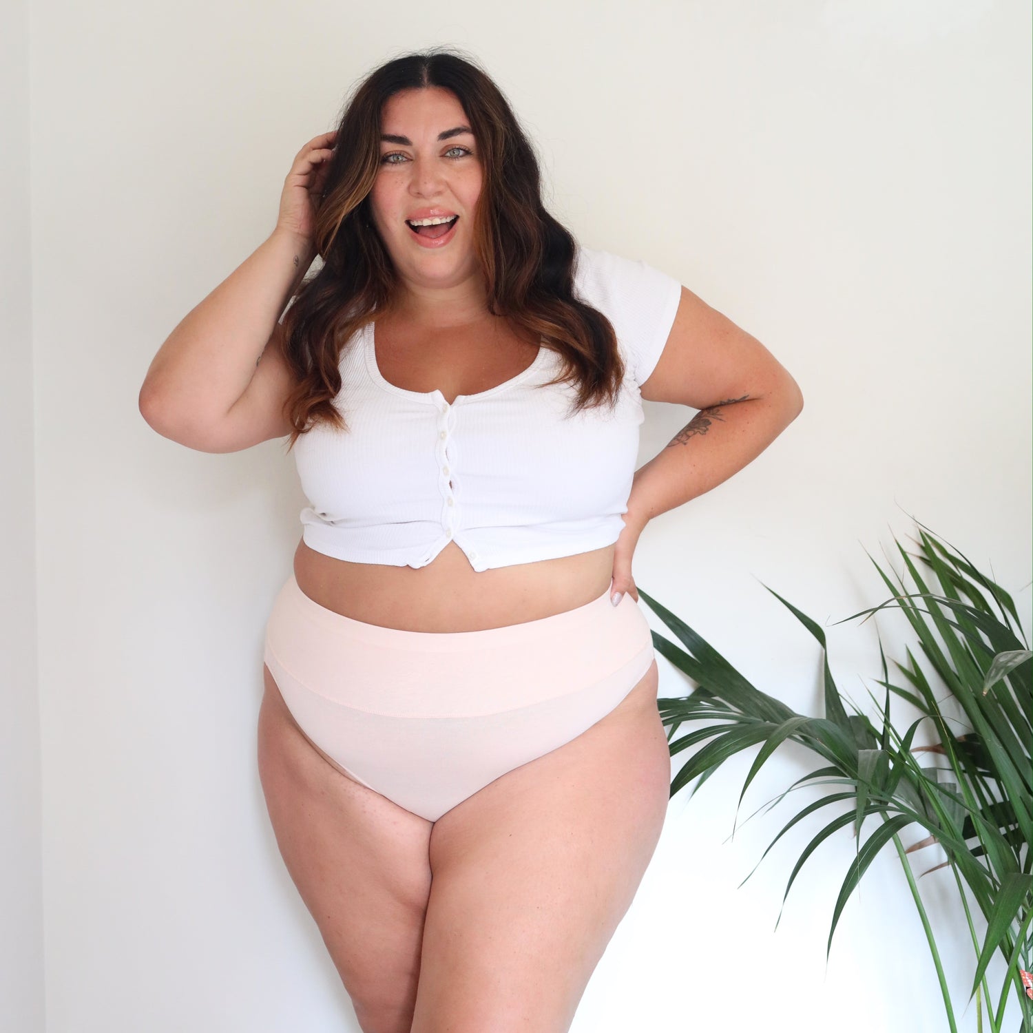 Culotte super haute en coton biologique - Ballet Pink