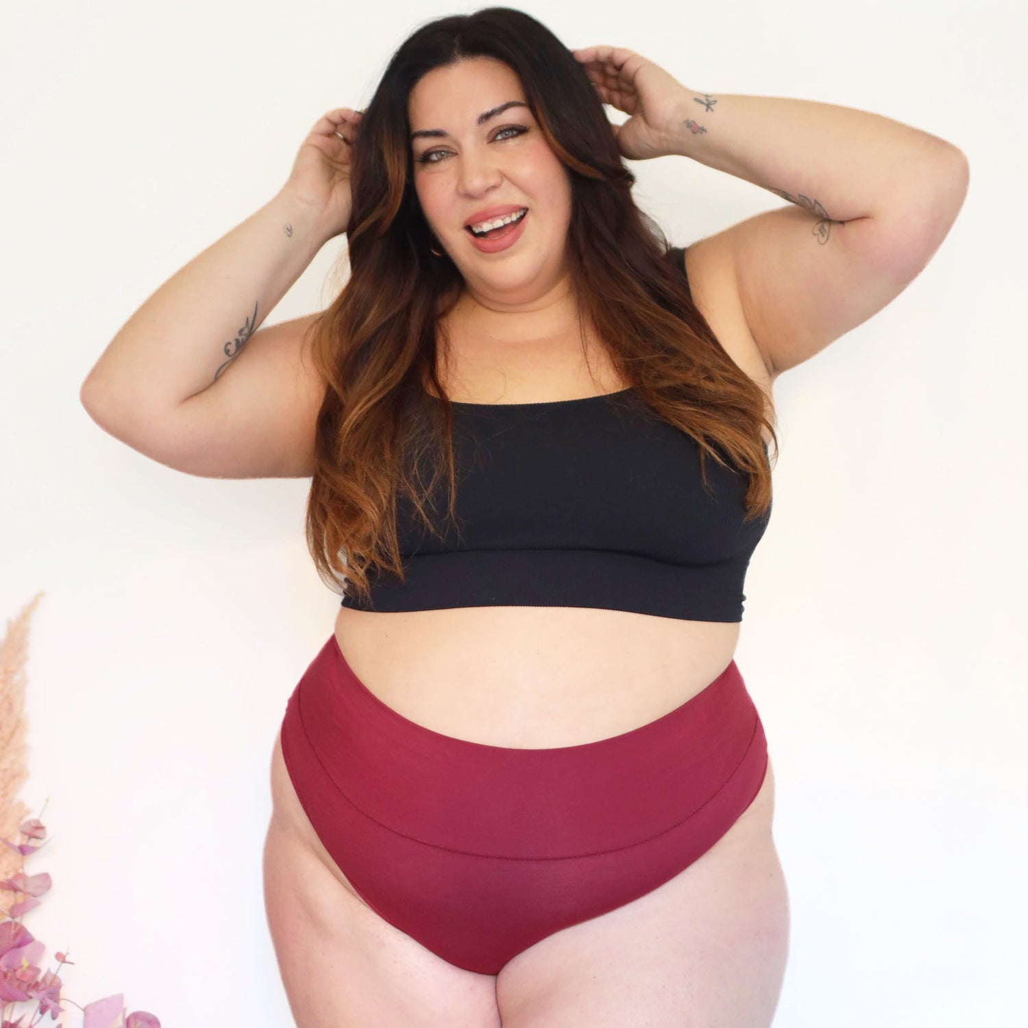 Culotte à jambe haute en coton biologique - rouge sang