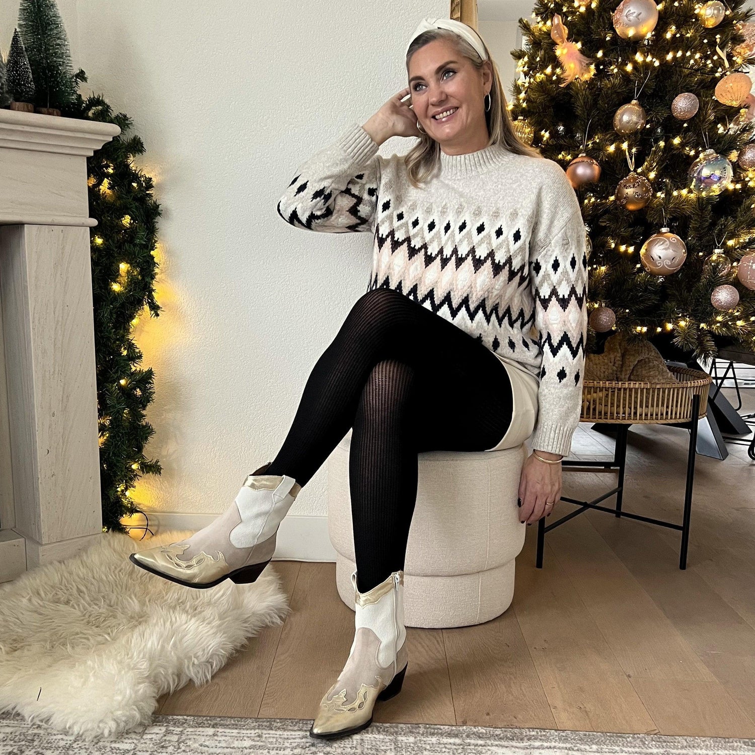 Collants en cachemire côtelés