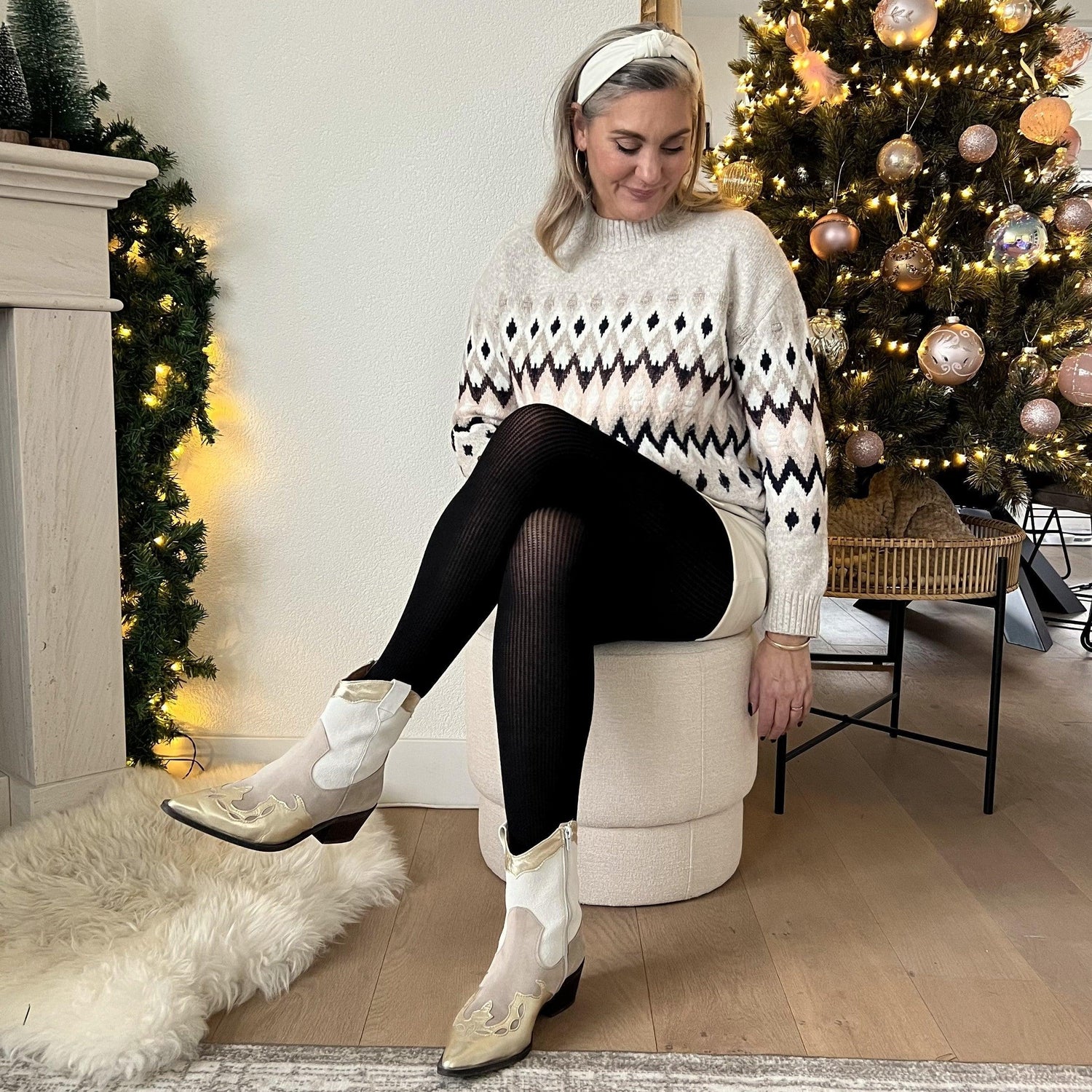 Collants en cachemire côtelés