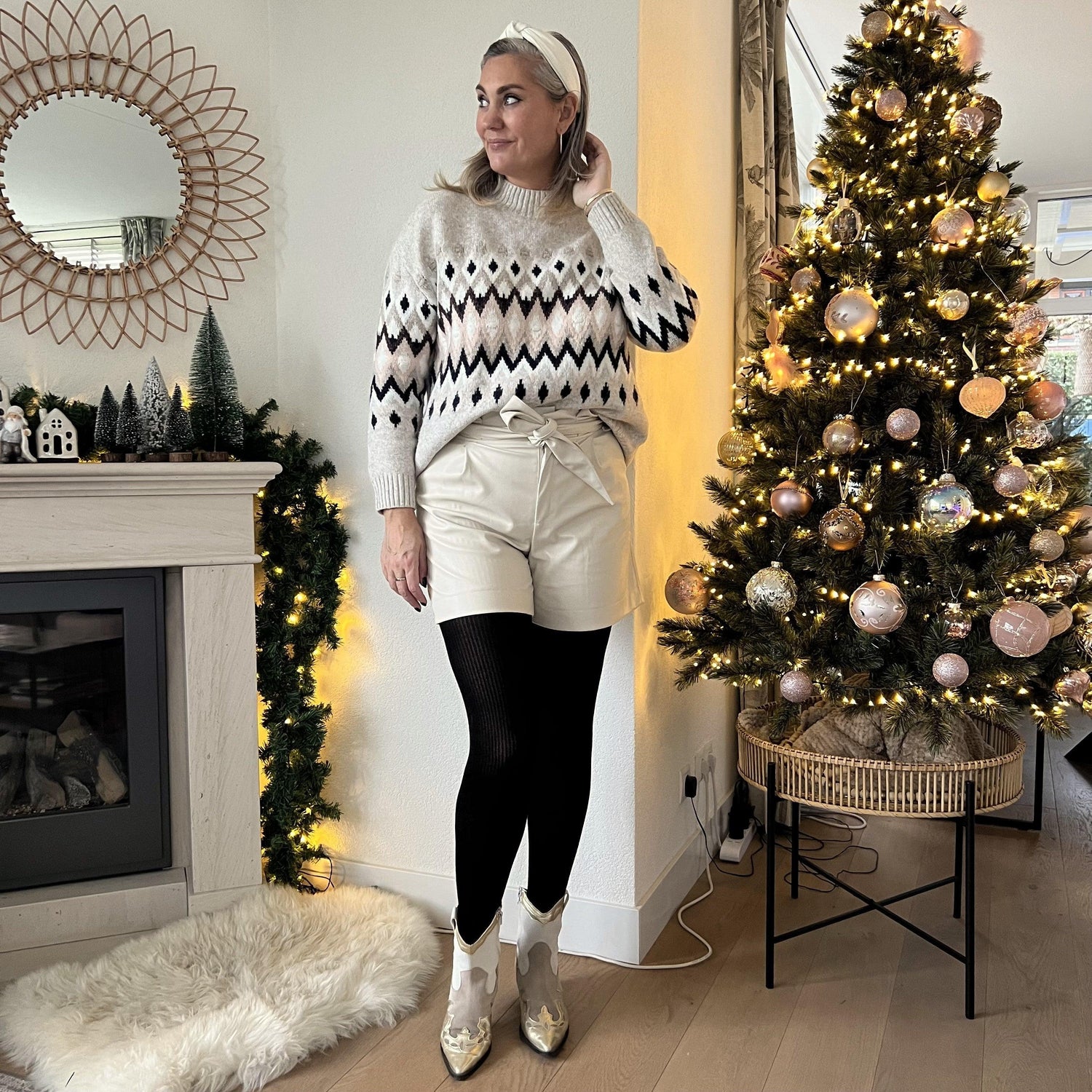 Collants en cachemire côtelés