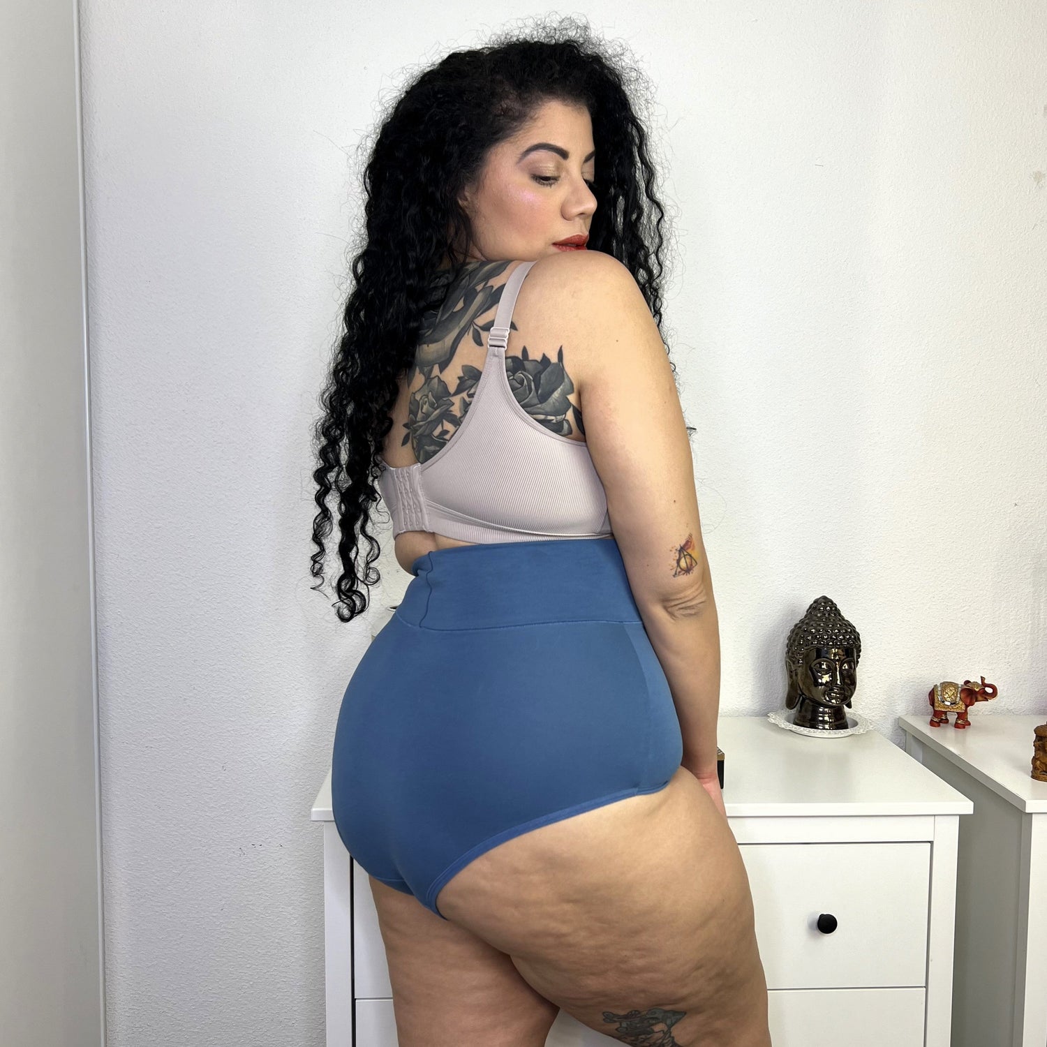 Mutande a vita alta in cotone biologico - Denim