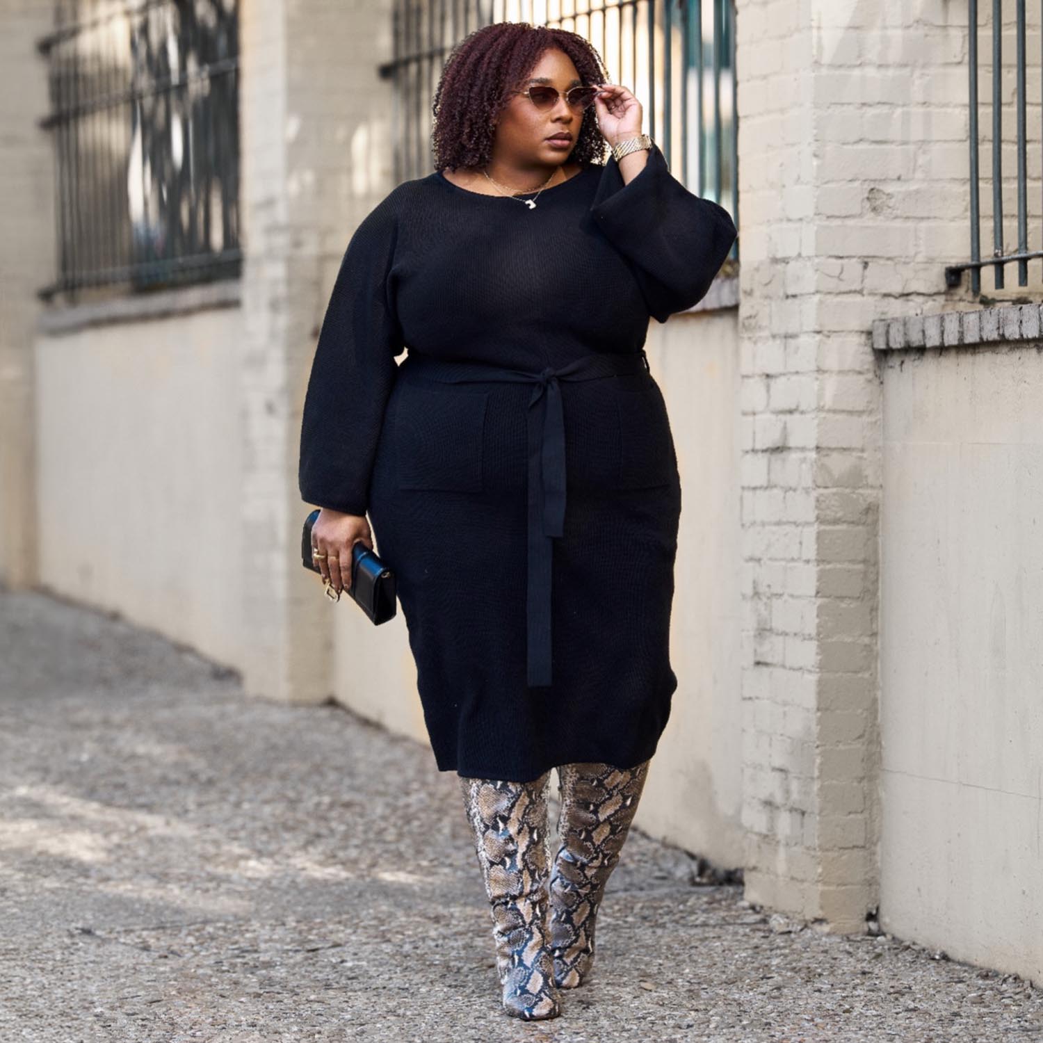 Abito midi in maglia Cocoon - Nero