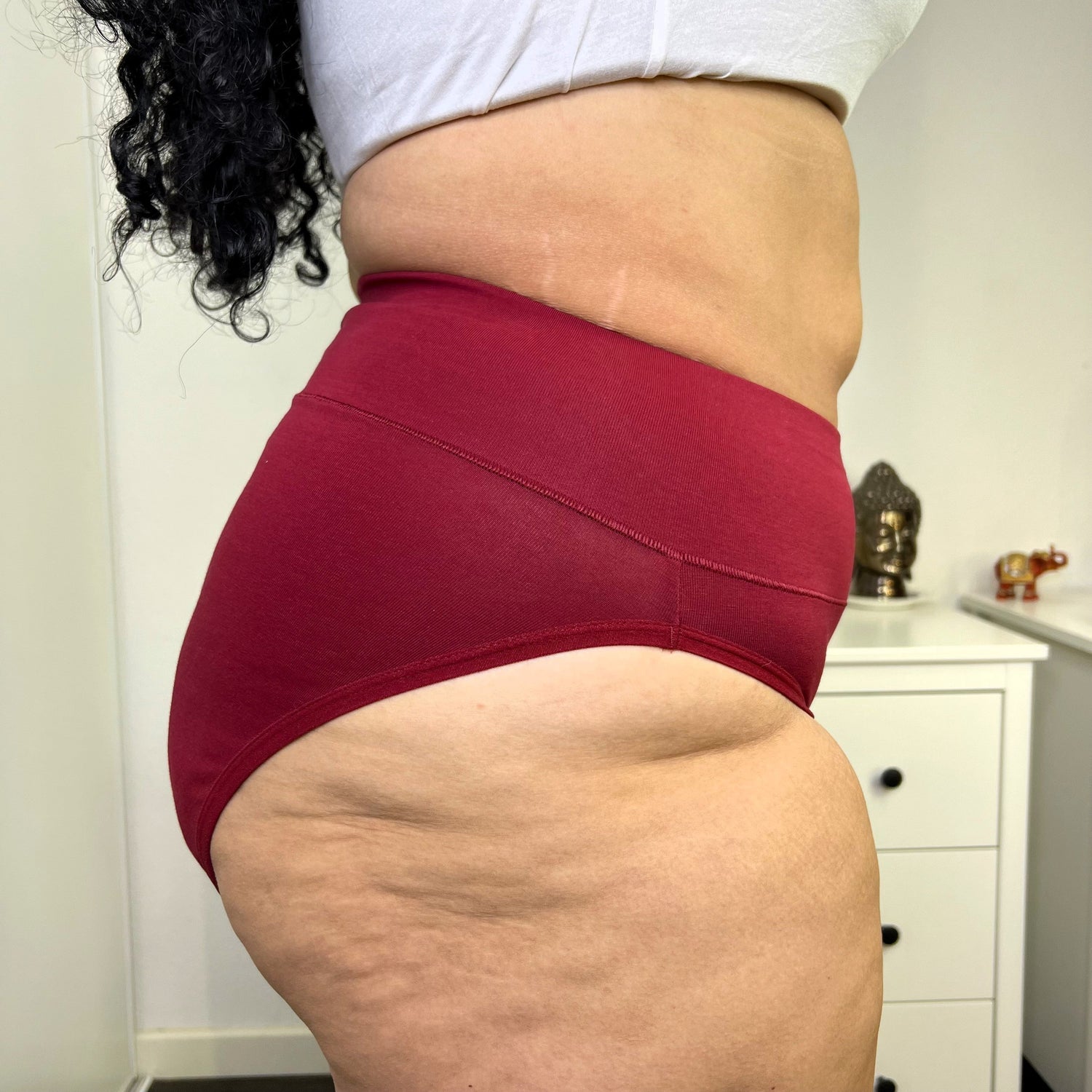 Biologisch Katoenen Super Hoge Benen Knickers - Bloedrood