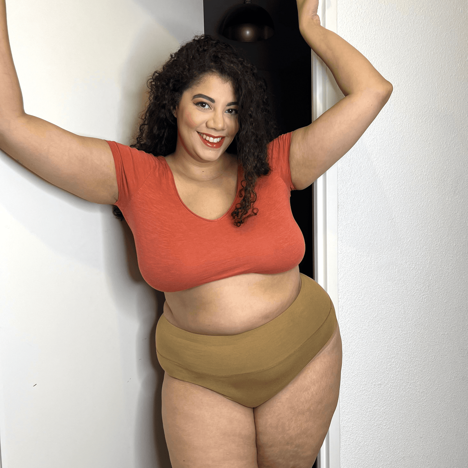 Organic Cotton Cheeky High Leg Broekjes - Caramel