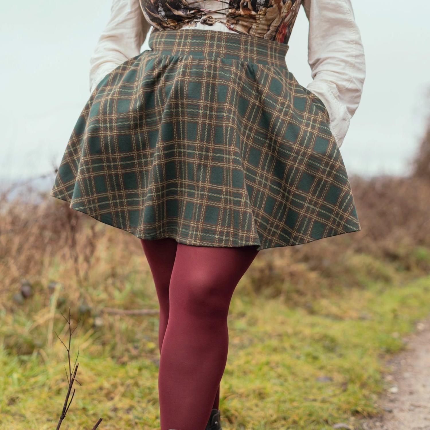 Geruite mini-flare rok - Glenfern