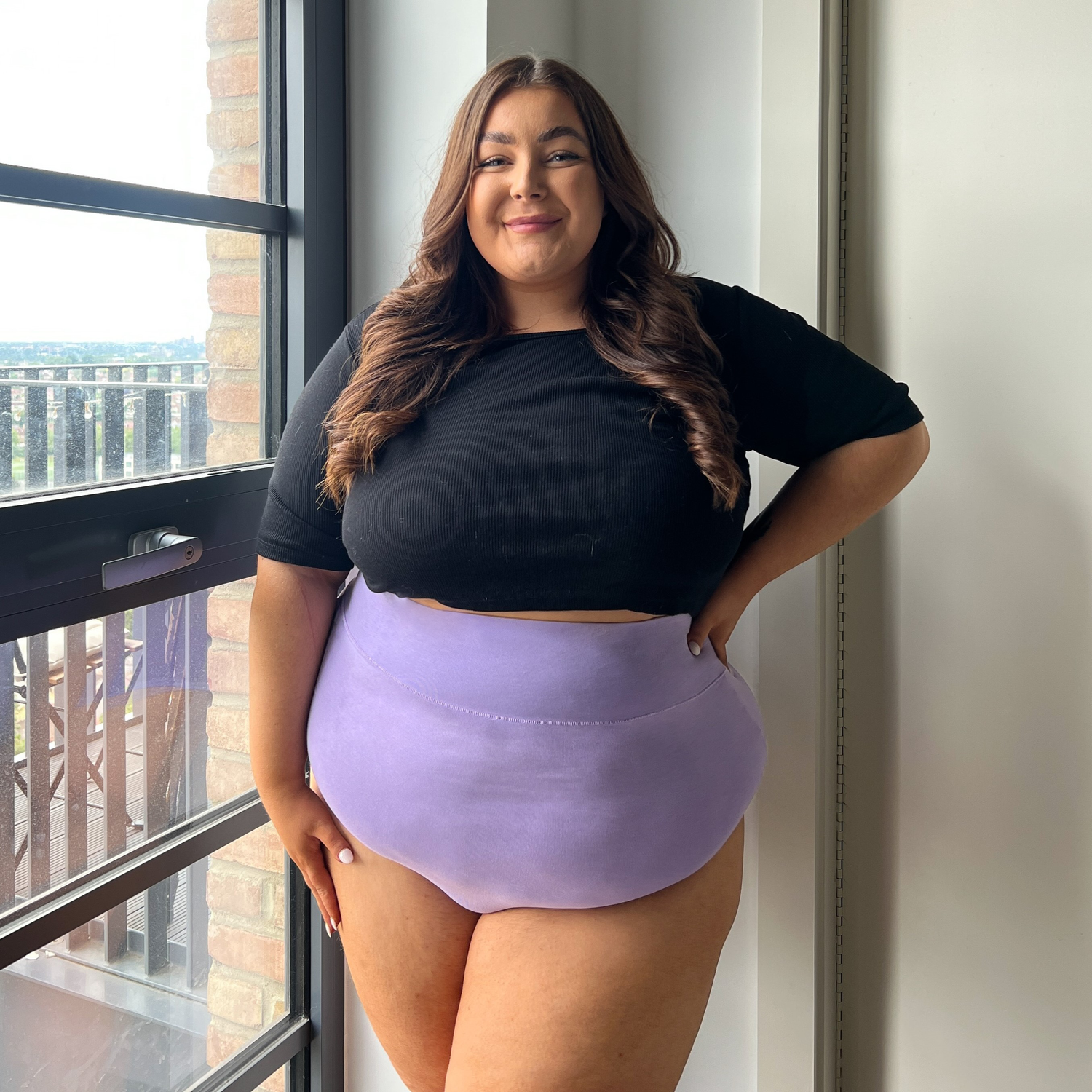 Onderbroek van biologisch katoen met super hoge taille - Cassis de Violet