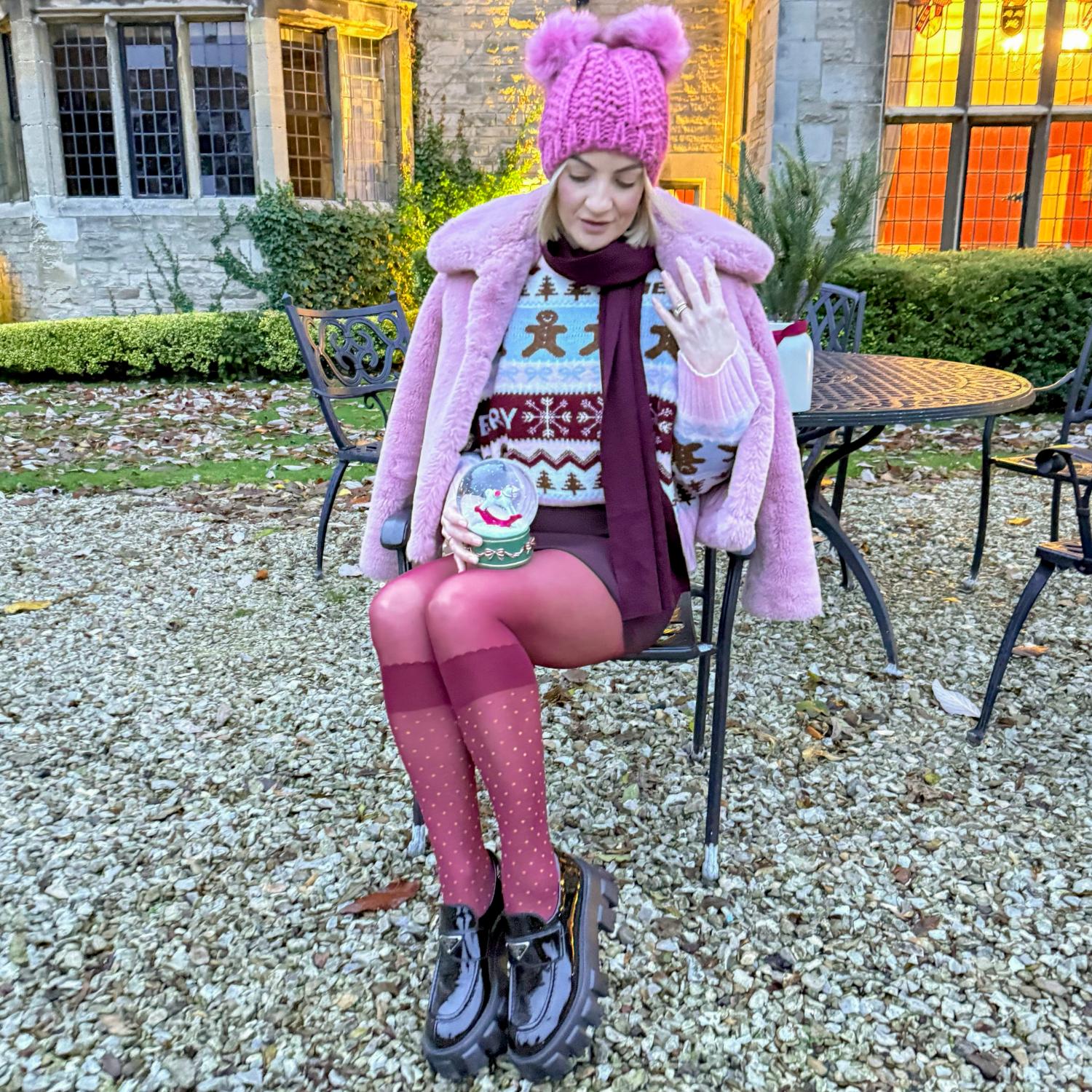 Seoul Chic Faux Sock Tights - Burgundy