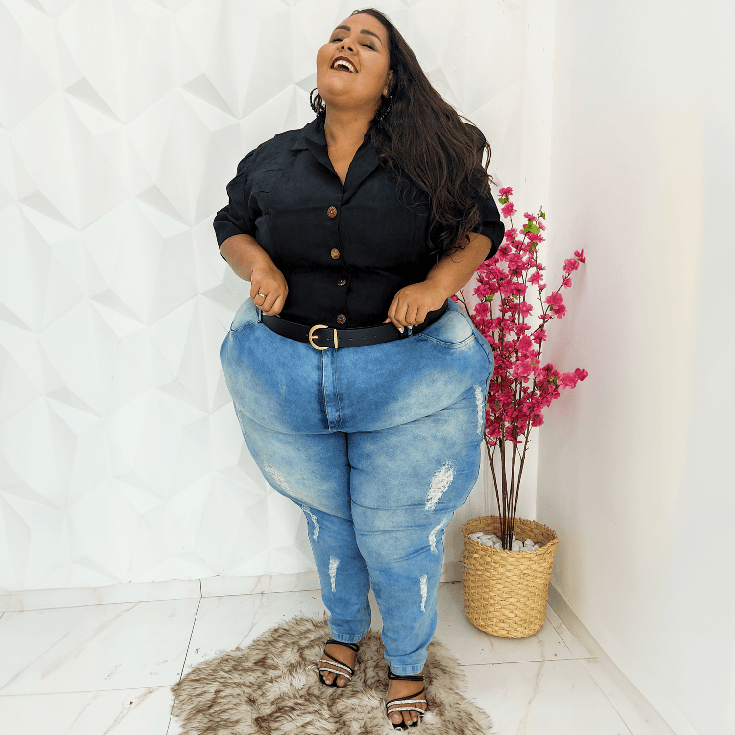 Wegański skórzany pas biodrowy - złoty