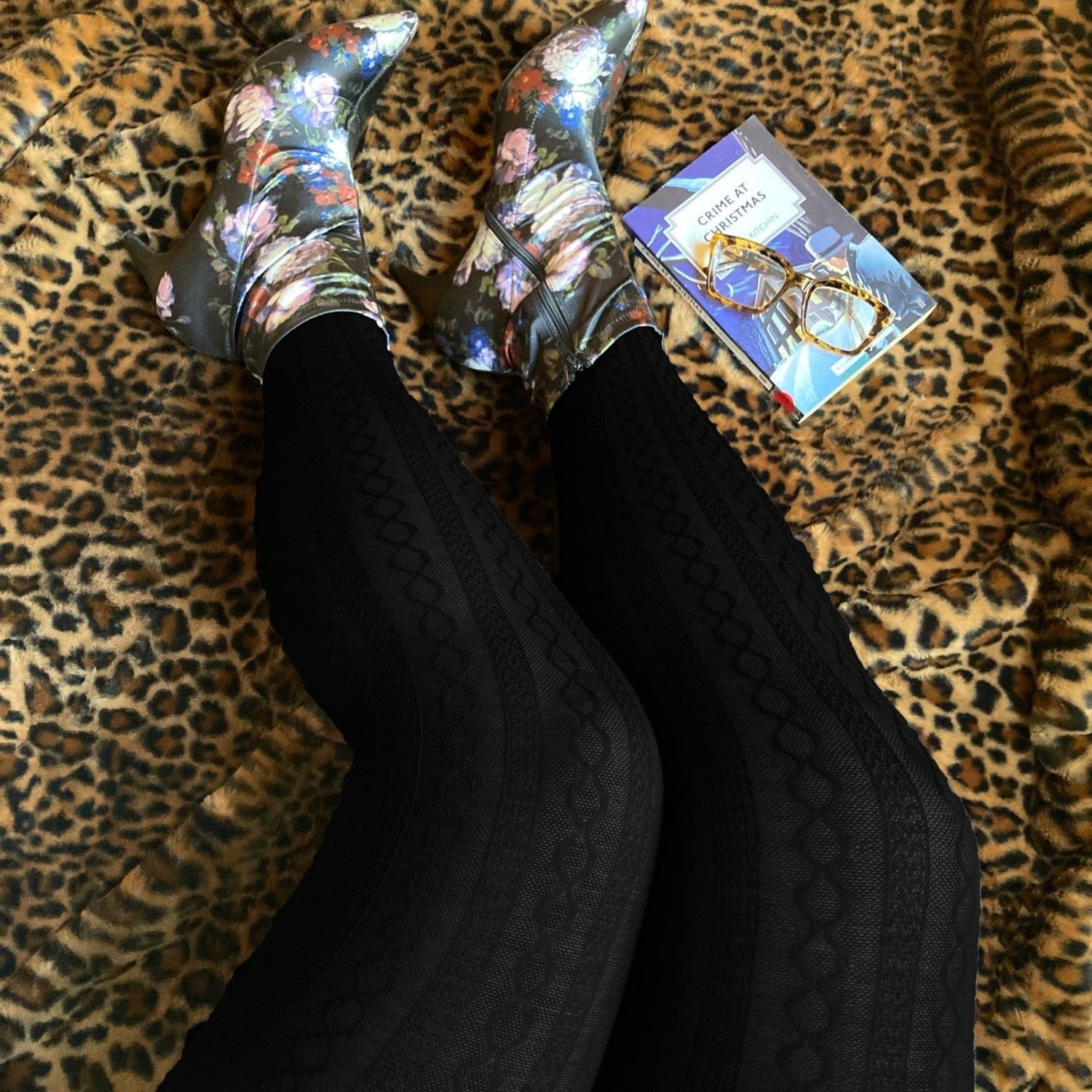 Grannies Cable Knit Wool Tights V2 - Czarne