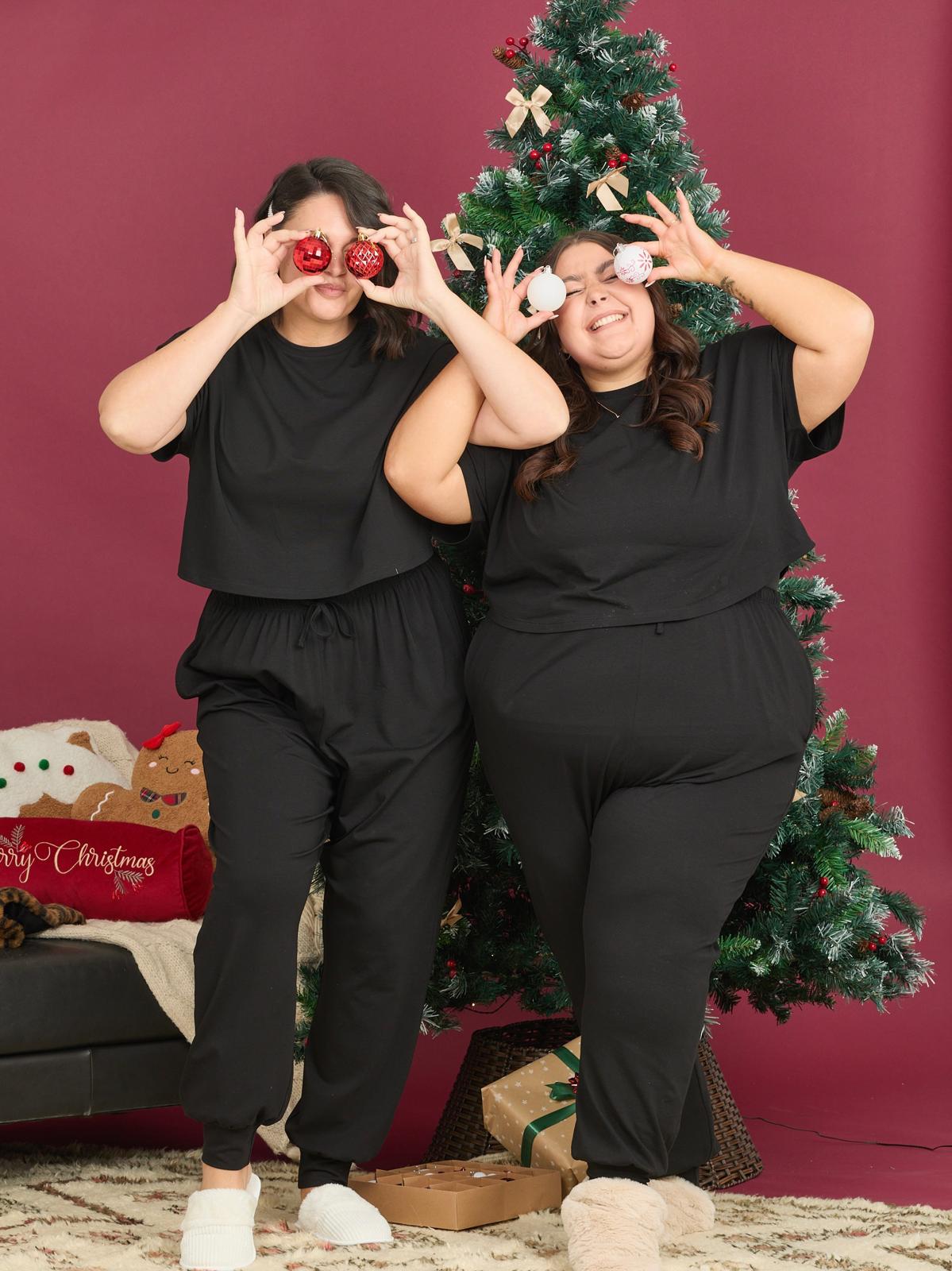 Piżamy z bawełny organicznej - gładkie czarne