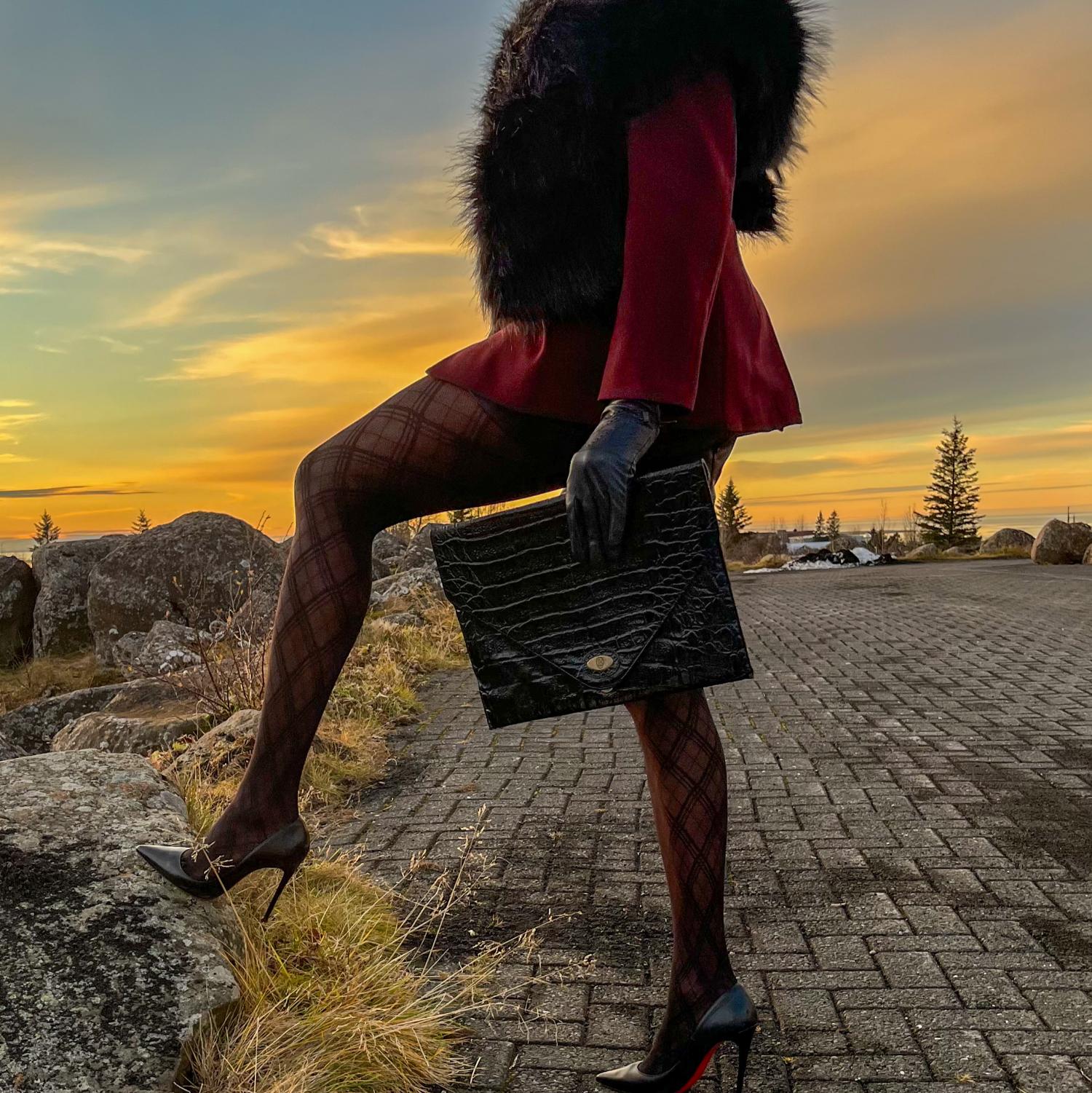 Rajstopy świąteczne - Midnight Plaid