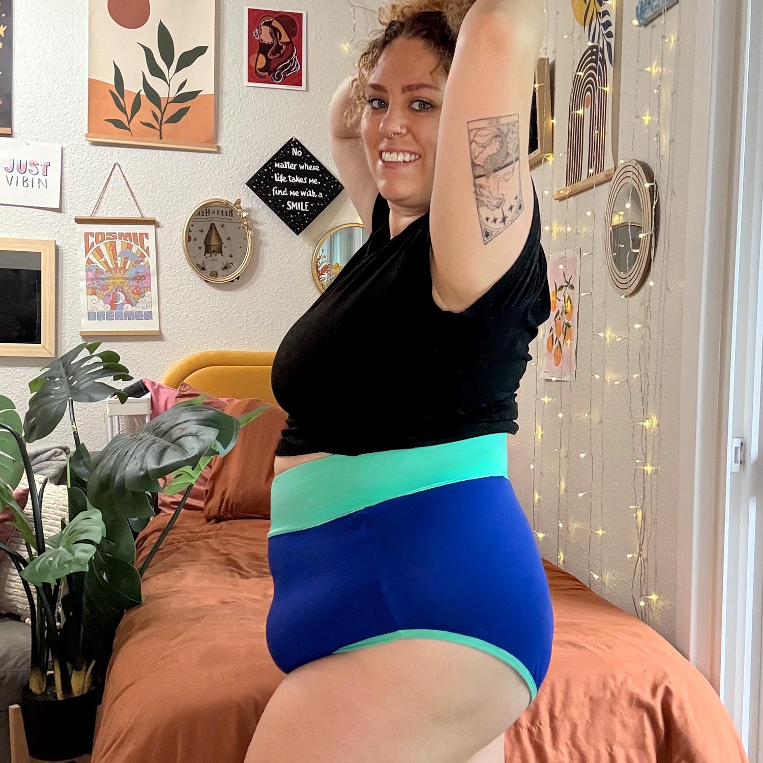 Majtki z bawełny organicznej Super High Waist Duo - Arabesque & Mint