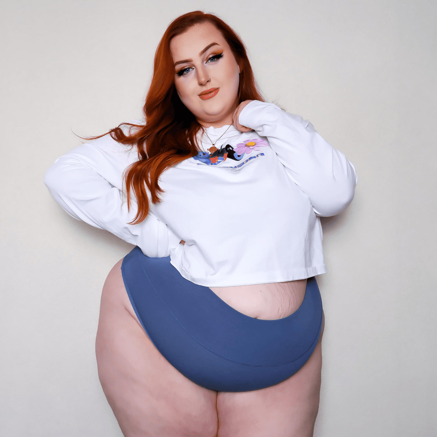 Majtki z wysokim stanem z bawełny organicznej - Denim