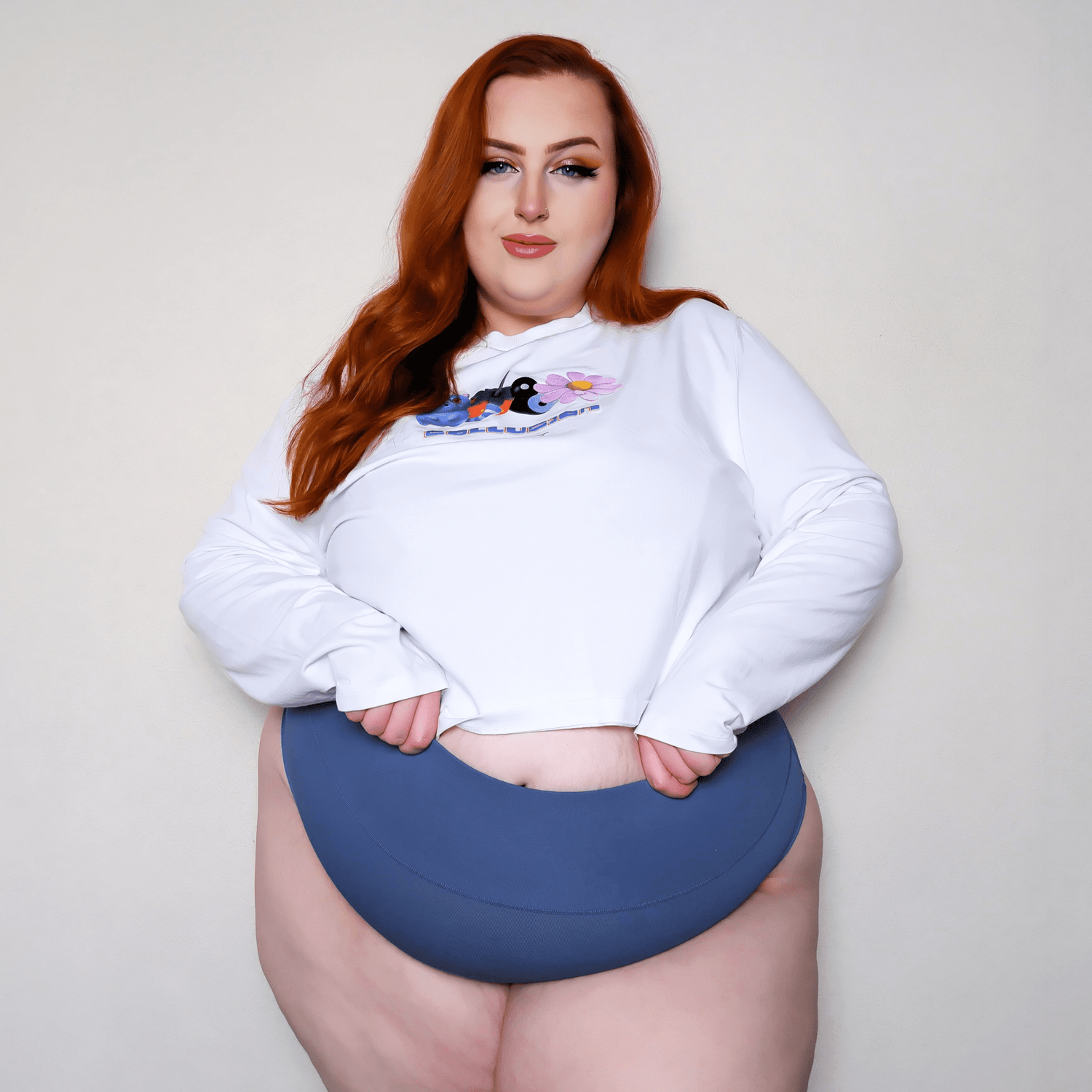 Majtki z wysokim stanem z bawełny organicznej - Denim